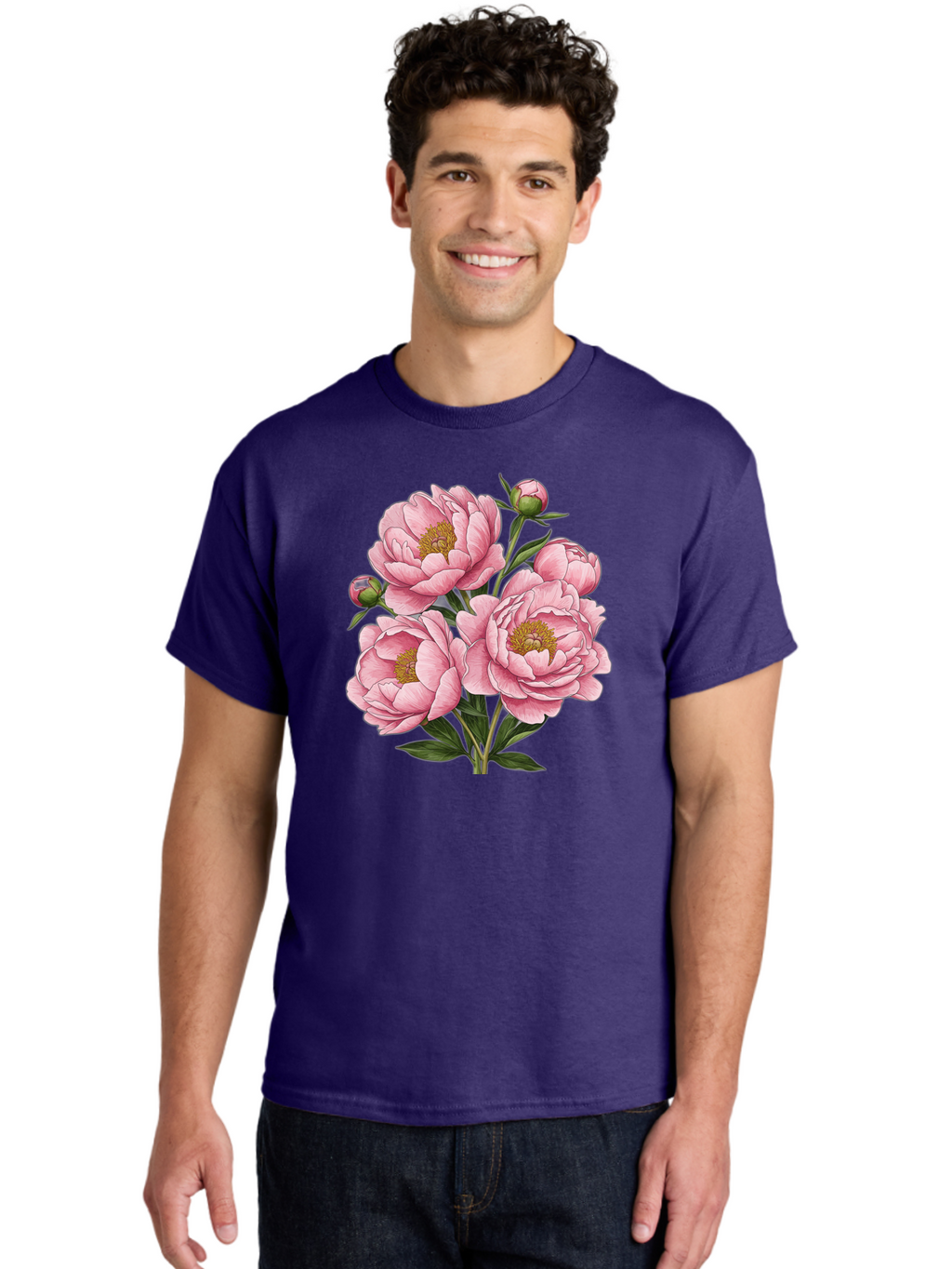 Pink-Peonies-4 Men'S Graphic Tee, 100% Cotton, Comfortable Casual Summer Wear, Machine Washable, Vintage Camera, Old Camera, Antique Camera, Black Camera, Classic Photography, Photography Equipment, Nostalgic Device, Film Camera, Camera Art Bal138