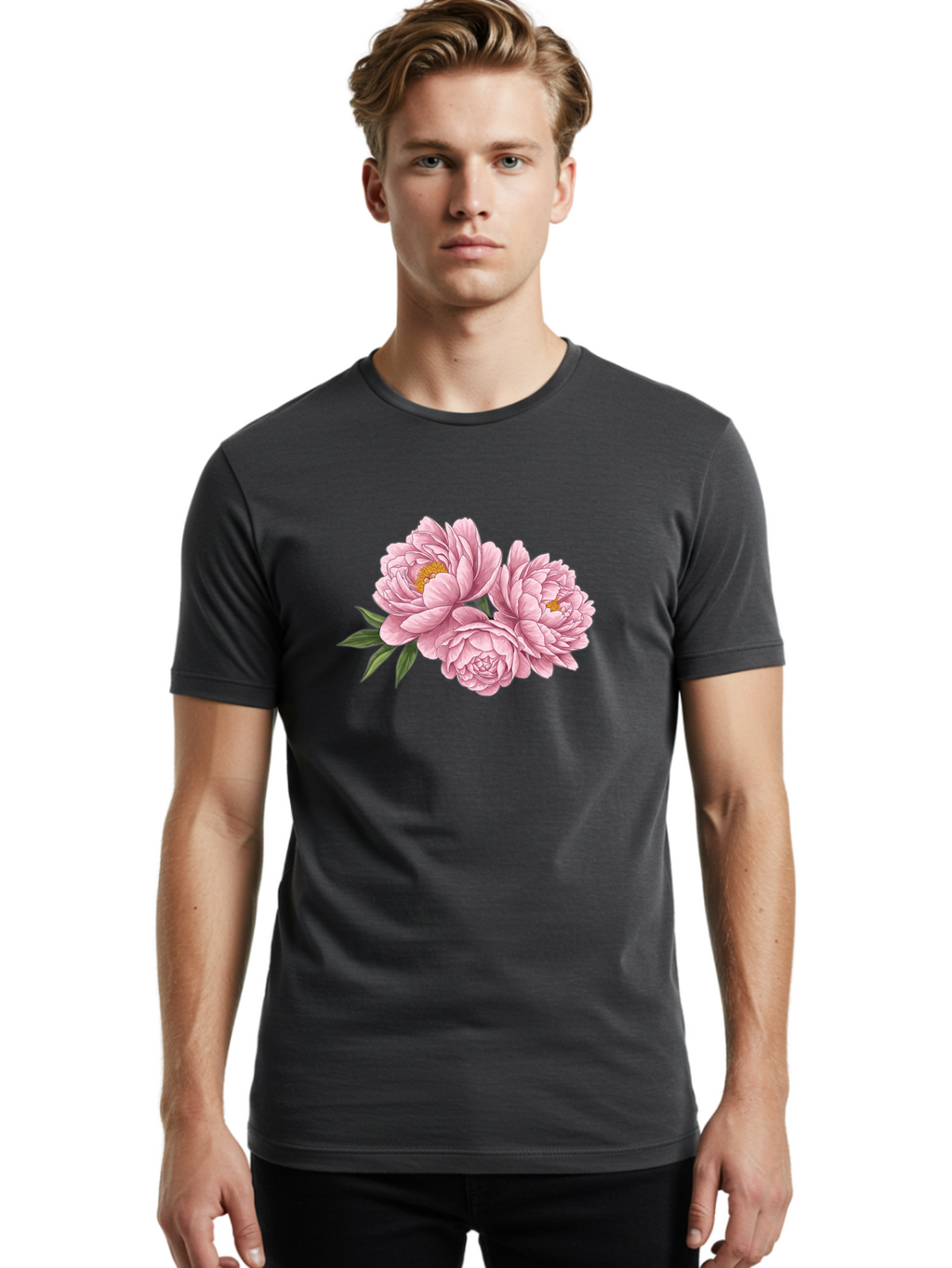 Pink-Peonies-6 Men'S Graphic Tee, 100% Cotton, Comfortable Casual Summer Wear, Machine Washable, Vintage Camera, Old Camera, Antique Camera, Black Camera, Classic Photography, Photography Equipment, Nostalgic Device, Film Camera, Camera Art Bal140