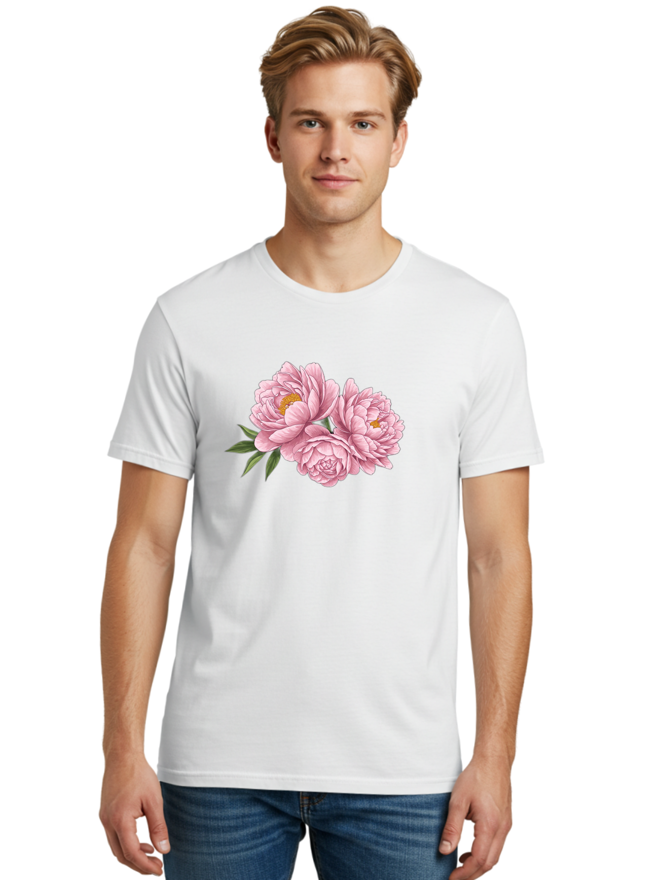 Pink-Peonies-6 Men'S Graphic Tee, 100% Cotton, Comfortable Casual Summer Wear, Machine Washable, Vintage Camera, Old Camera, Antique Camera, Black Camera, Classic Photography, Photography Equipment, Nostalgic Device, Film Camera, Camera Art Bal140