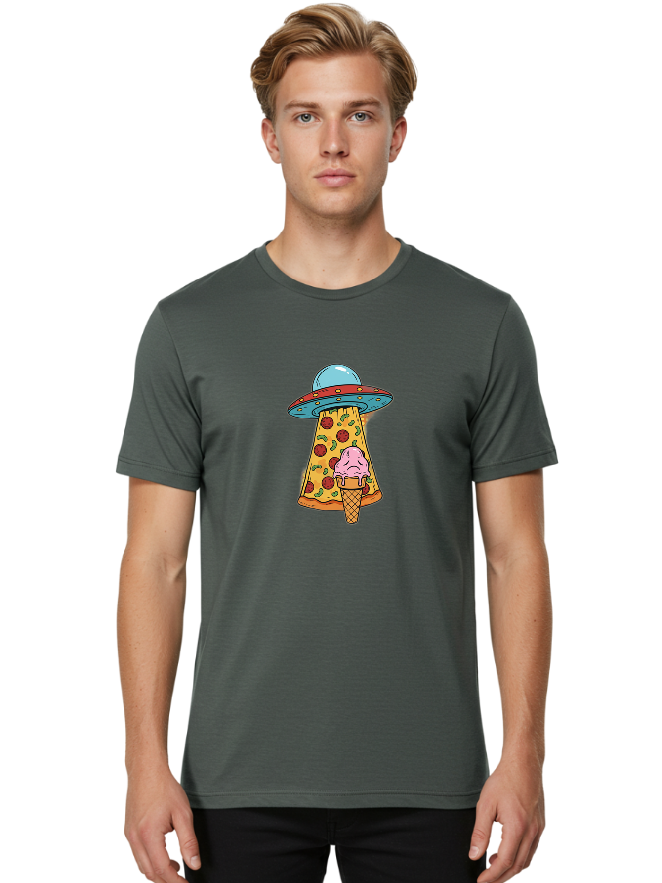 Pizza-Ice-Cream-Ufo Men'S Graphic Tee, 100% Cotton, Comfortable Casual Summer Wear, Machine Washable, Vintage Camera, Old Camera, Antique Camera, Black Camera, Classic Photography, Photography Equipment, Nostalgic Device, Film Camera, Bal154