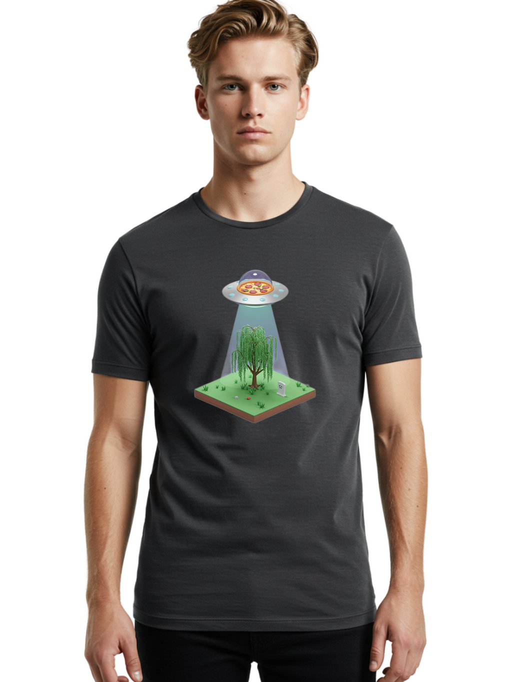 Pizza-Ufo-1 Men'S Graphic Tee, 100% Cotton, Comfortable Casual Summer Wear, Machine Washable, Vintage Camera, Old Camera, Antique Camera, Black Camera, Classic Photography, Photography Equipment, Nostalgic Device, Film Camera, Camera Art Bal156