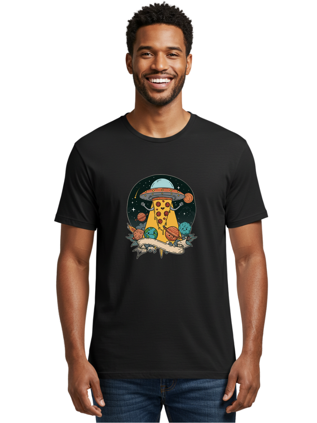 Pizza-Ufo-5 Men'S Graphic Tee, 100% Cotton, Comfortable Casual Summer Wear, Machine Washable, Vintage Camera, Old Camera, Antique Camera, Black Camera, Classic Photography, Photography Equipment, Nostalgic Device, Film Camera, Camera Art Bal160