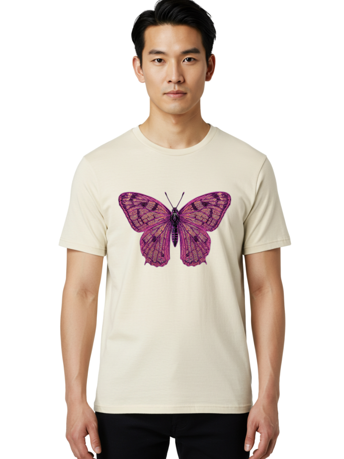 Purple-Butterfly-1 Men'S Graphic Tee, 100% Cotton, Comfortable Casual Summer Wear, Machine Washable, Vintage Camera, Old Camera, Antique Camera, Black Camera, Classic Photography, Photography Equipment, Nostalgic Device, Film Camera, Bal177