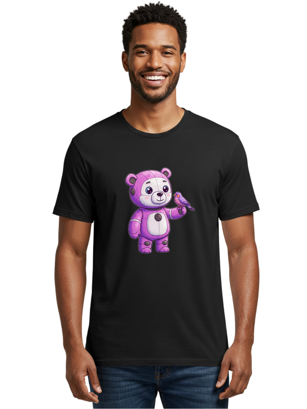 Purple-Robot-Bear Men'S Graphic Tee, 100% Cotton, Comfortable Casual Summer Wear, Machine Washable, Vintage Camera, Old Camera, Antique Camera, Black Camera, Classic Photography, Photography Equipment, Nostalgic Device, Film Camera, Camera Art Bal188