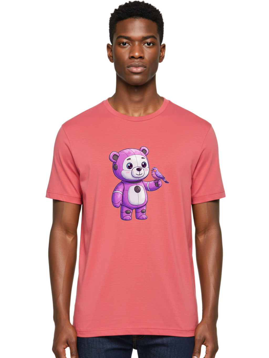 Purple-Robot-Bear Men'S Graphic Tee, 100% Cotton, Comfortable Casual Summer Wear, Machine Washable, Vintage Camera, Old Camera, Antique Camera, Black Camera, Classic Photography, Photography Equipment, Nostalgic Device, Film Camera, Camera Art Bal188
