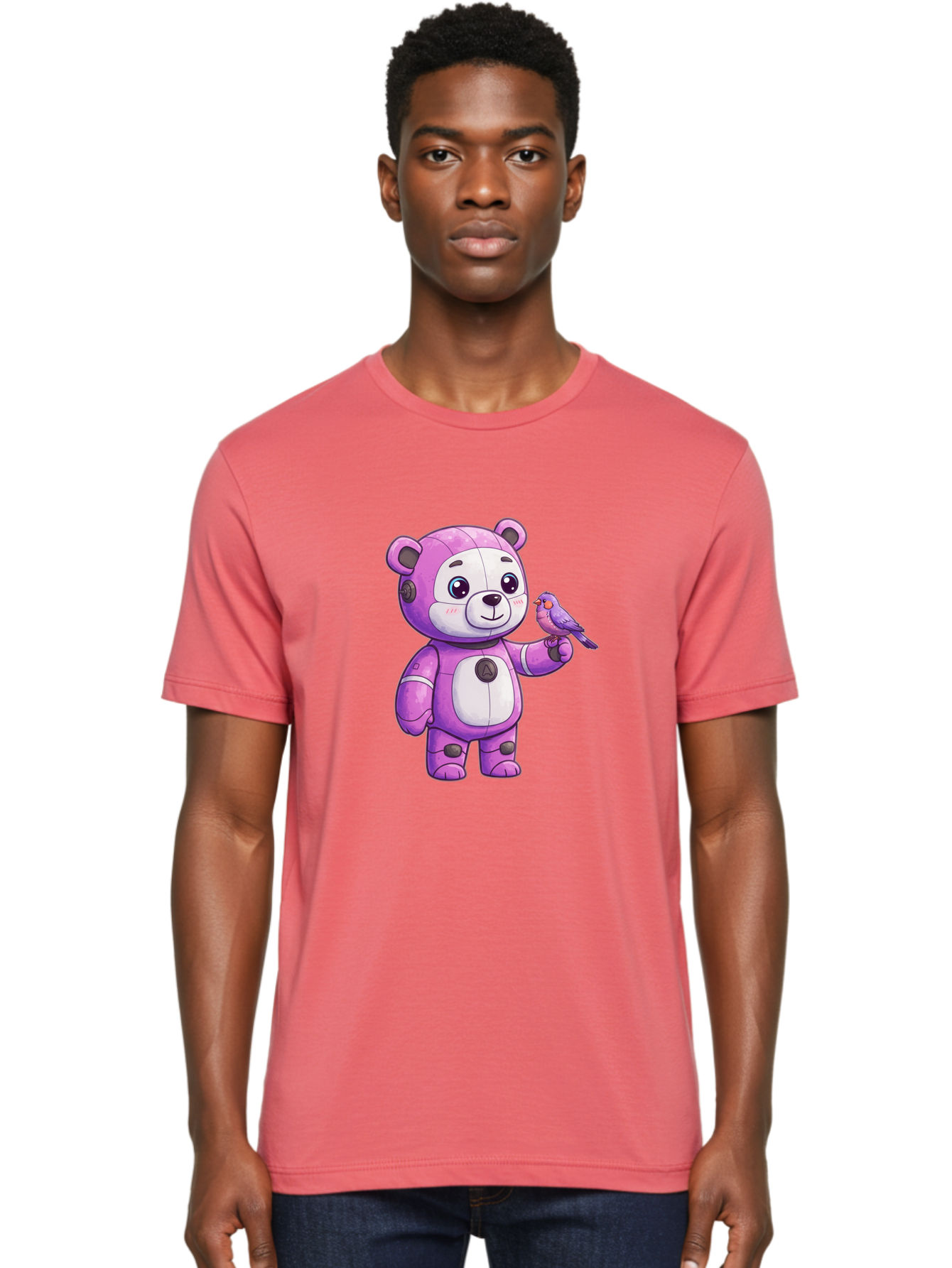 Purple-Robot-Bear Men'S Graphic Tee, 100% Cotton, Comfortable Casual Summer Wear, Machine Washable, Vintage Camera, Old Camera, Antique Camera, Black Camera, Classic Photography, Photography Equipment, Nostalgic Device, Film Camera, Camera Art Bal188