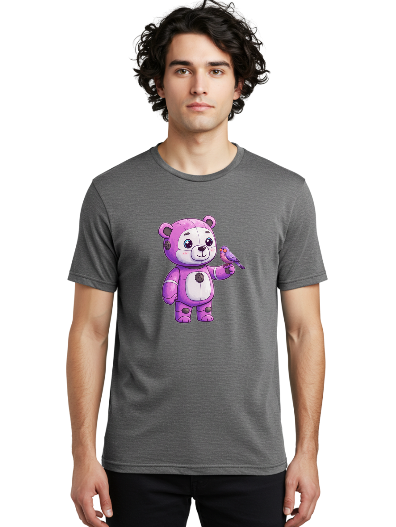Purple-Robot-Bear Men'S Graphic Tee, 100% Cotton, Comfortable Casual Summer Wear, Machine Washable, Vintage Camera, Old Camera, Antique Camera, Black Camera, Classic Photography, Photography Equipment, Nostalgic Device, Film Camera, Camera Art Bal188
