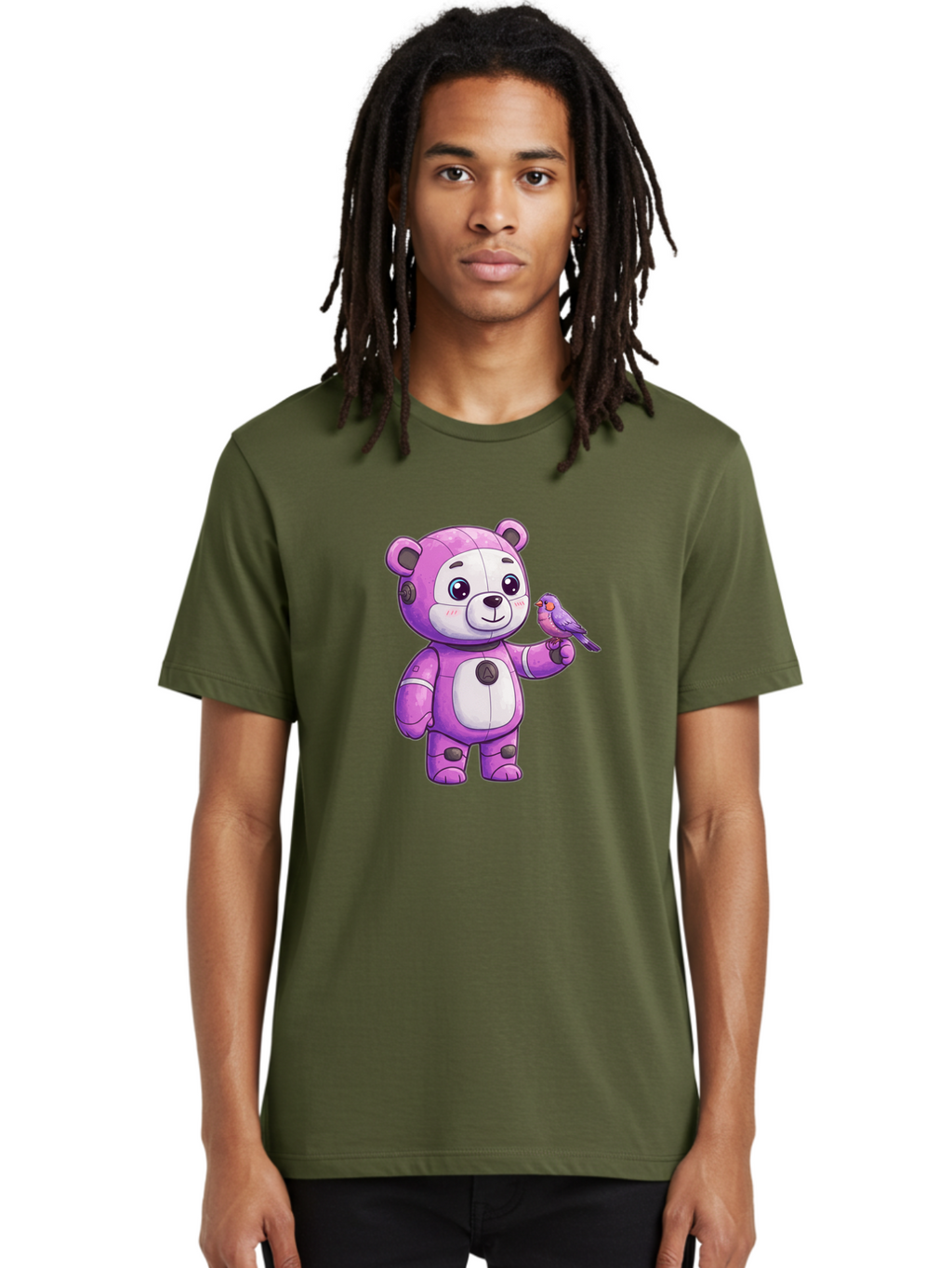 Purple-Robot-Bear Men'S Graphic Tee, 100% Cotton, Comfortable Casual Summer Wear, Machine Washable, Vintage Camera, Old Camera, Antique Camera, Black Camera, Classic Photography, Photography Equipment, Nostalgic Device, Film Camera, Camera Art Bal188