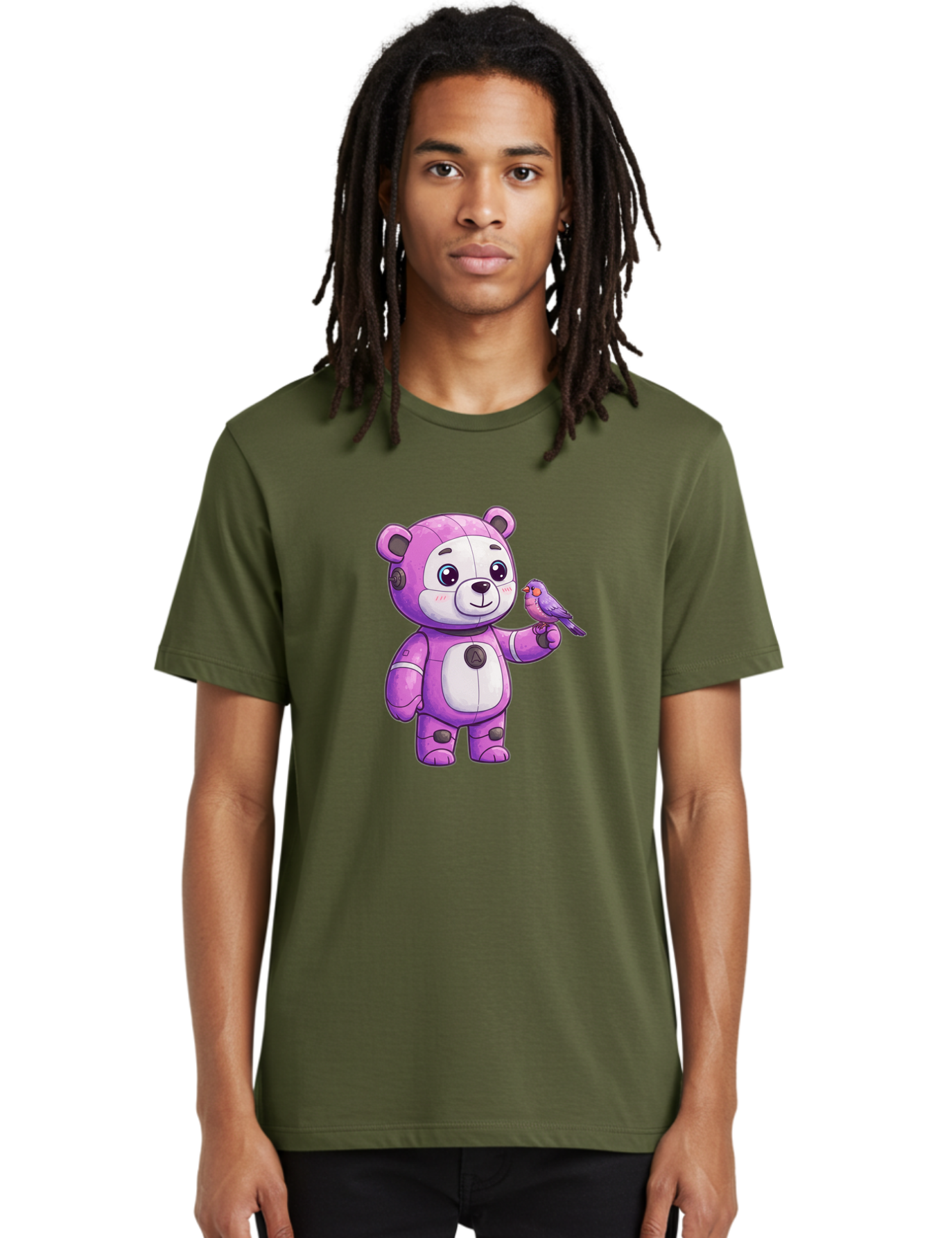 Purple-Robot-Bear Men'S Graphic Tee, 100% Cotton, Comfortable Casual Summer Wear, Machine Washable, Vintage Camera, Old Camera, Antique Camera, Black Camera, Classic Photography, Photography Equipment, Nostalgic Device, Film Camera, Camera Art Bal188