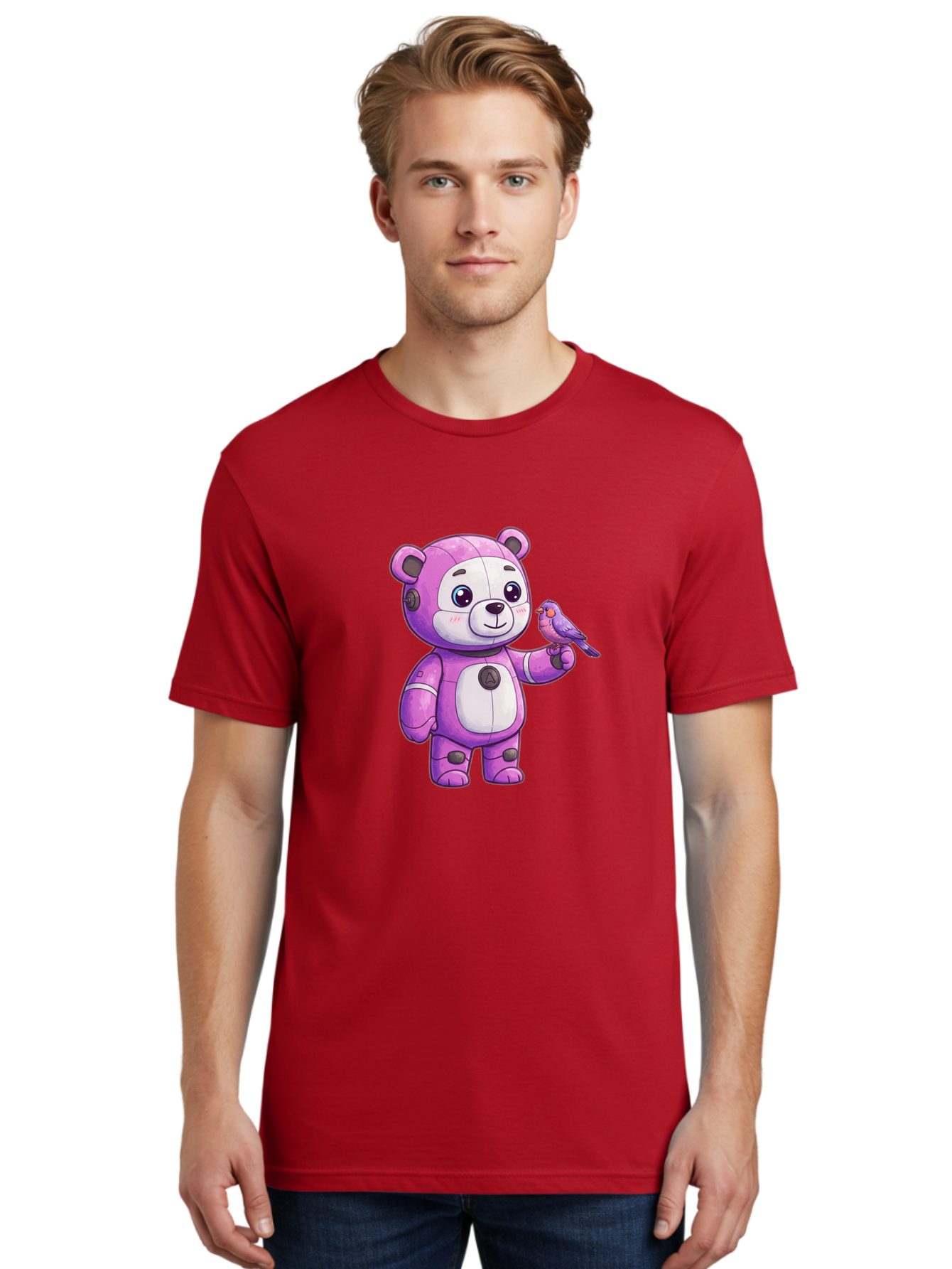 Purple-Robot-Bear Men'S Graphic Tee, 100% Cotton, Comfortable Casual Summer Wear, Machine Washable, Vintage Camera, Old Camera, Antique Camera, Black Camera, Classic Photography, Photography Equipment, Nostalgic Device, Film Camera, Camera Art Bal188