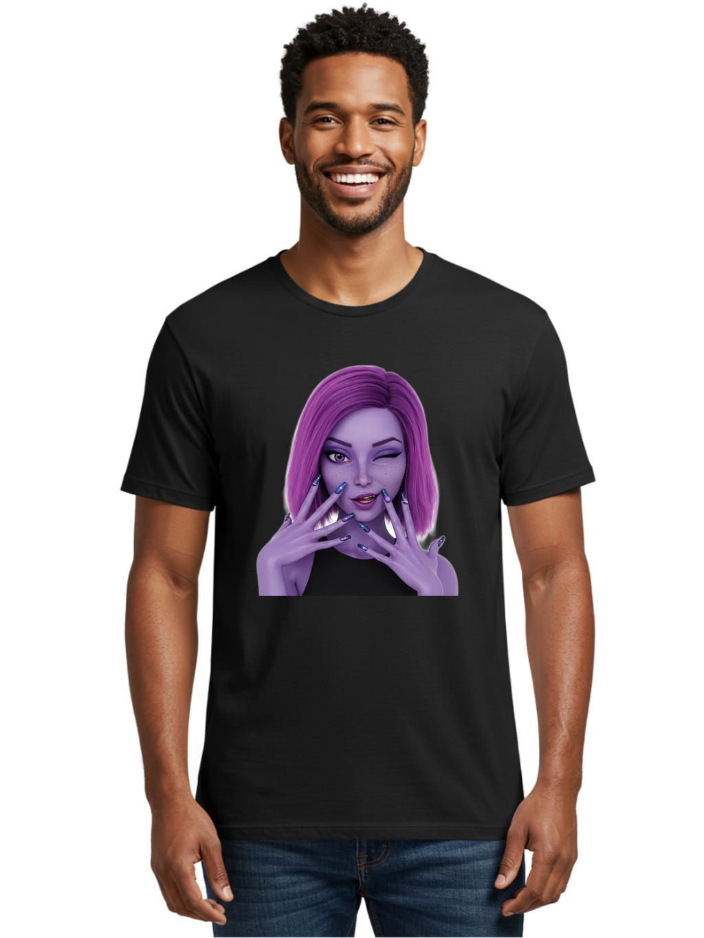 Purple-Woman-Portrait Men'S Graphic Tee, 100% Cotton, Comfortable Casual Summer Wear, Machine Washable, Vintage Camera, Old Camera, Antique Camera, Black Camera, Classic Photography, Photography Equipment, Nostalgic Device, Film Camera, Bal190