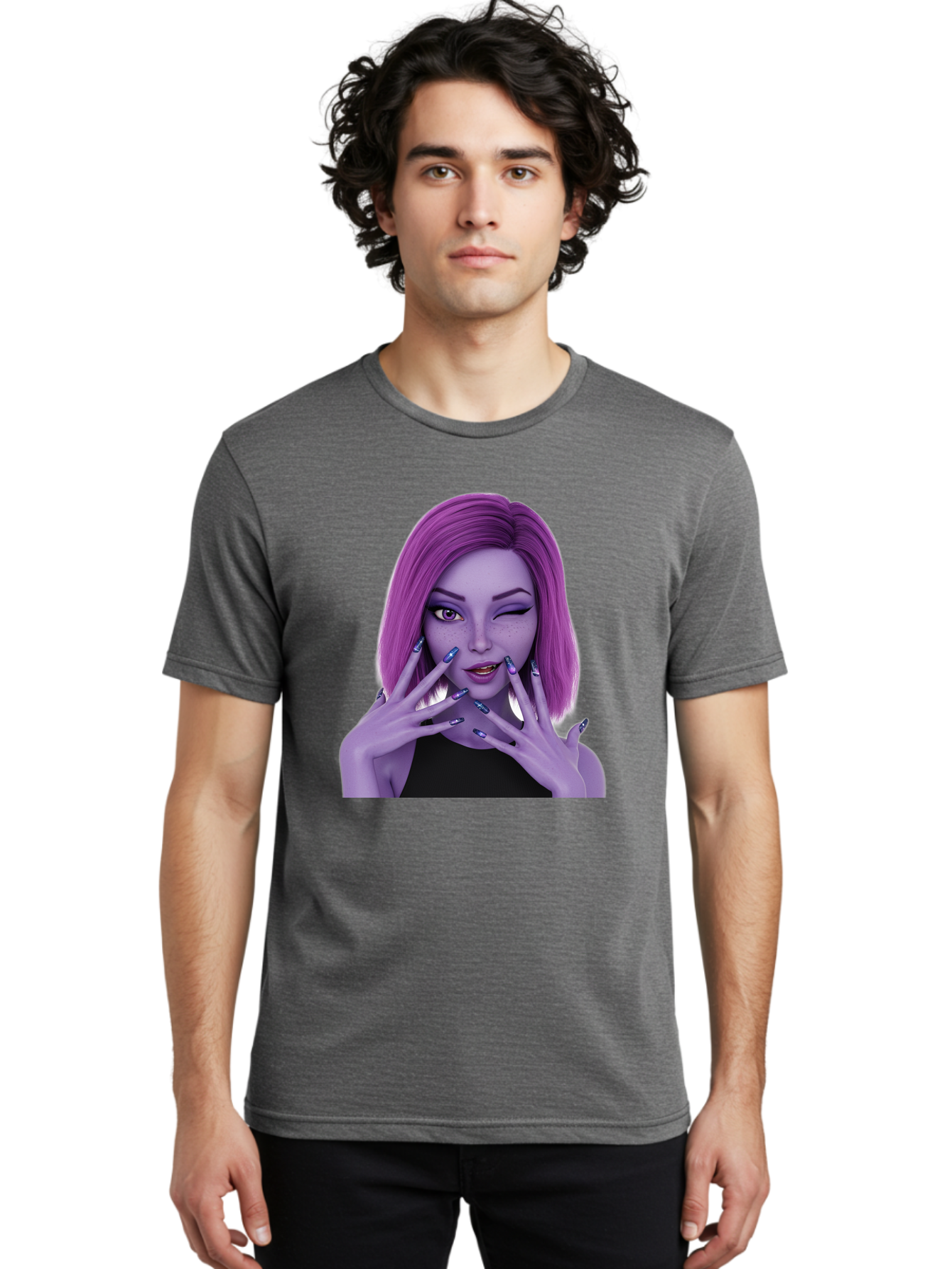 Purple-Woman-Portrait Men'S Graphic Tee, 100% Cotton, Comfortable Casual Summer Wear, Machine Washable, Vintage Camera, Old Camera, Antique Camera, Black Camera, Classic Photography, Photography Equipment, Nostalgic Device, Film Camera, Bal190