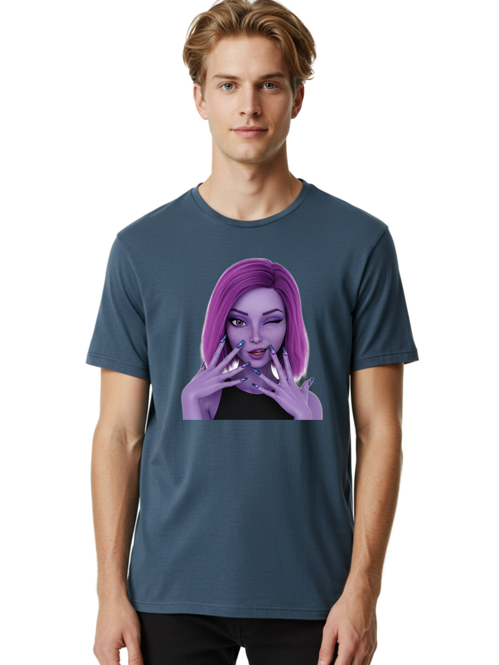 Purple-Woman-Portrait Men'S Graphic Tee, 100% Cotton, Comfortable Casual Summer Wear, Machine Washable, Vintage Camera, Old Camera, Antique Camera, Black Camera, Classic Photography, Photography Equipment, Nostalgic Device, Film Camera, Bal190