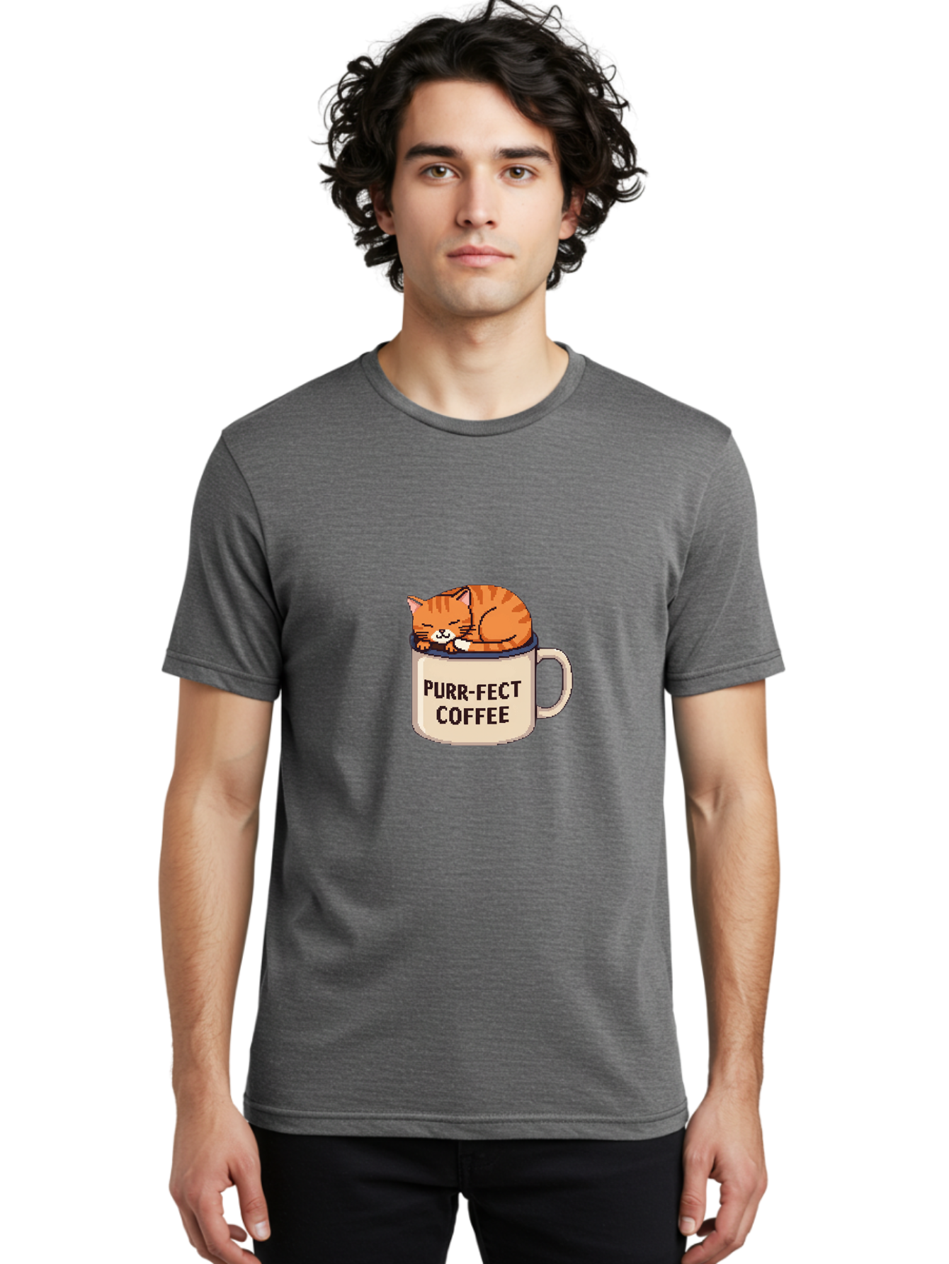 Purr-Fect-Coffee Men'S Graphic Tee, 100% Cotton, Comfortable Casual Summer Wear, Machine Washable, Vintage Camera, Old Camera, Antique Camera, Black Camera, Classic Photography, Photography Equipment, Nostalgic Device, Film Camera, Camera Art Bal191