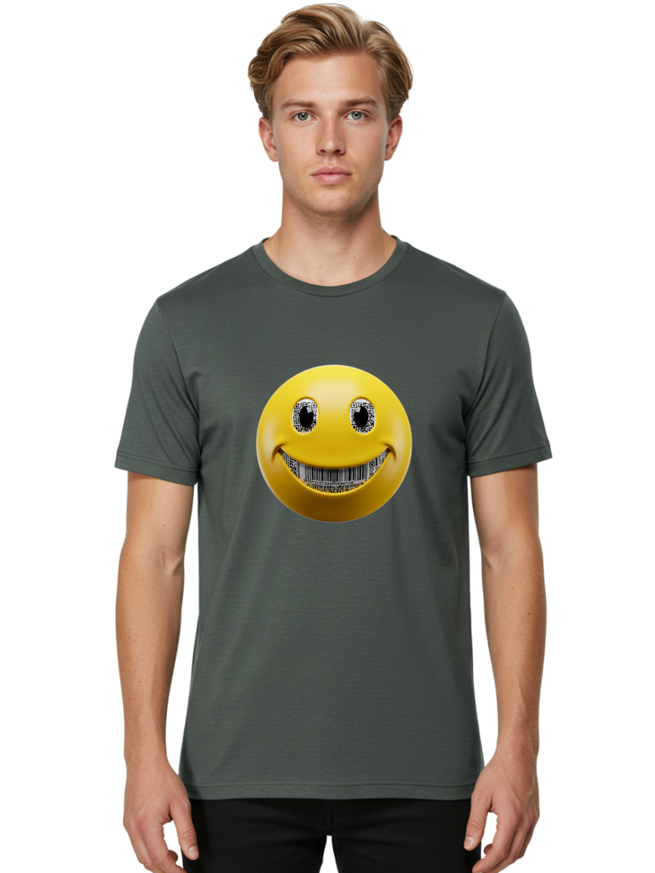 Qr-Code-Smiley Men'S Graphic Tee, 100% Cotton, Comfortable Casual Summer Wear, Machine Washable, Vintage Camera, Old Camera, Antique Camera, Black Camera, Classic Photography, Photography Equipment, Nostalgic Device, Film Camera, Camera Art Bal192