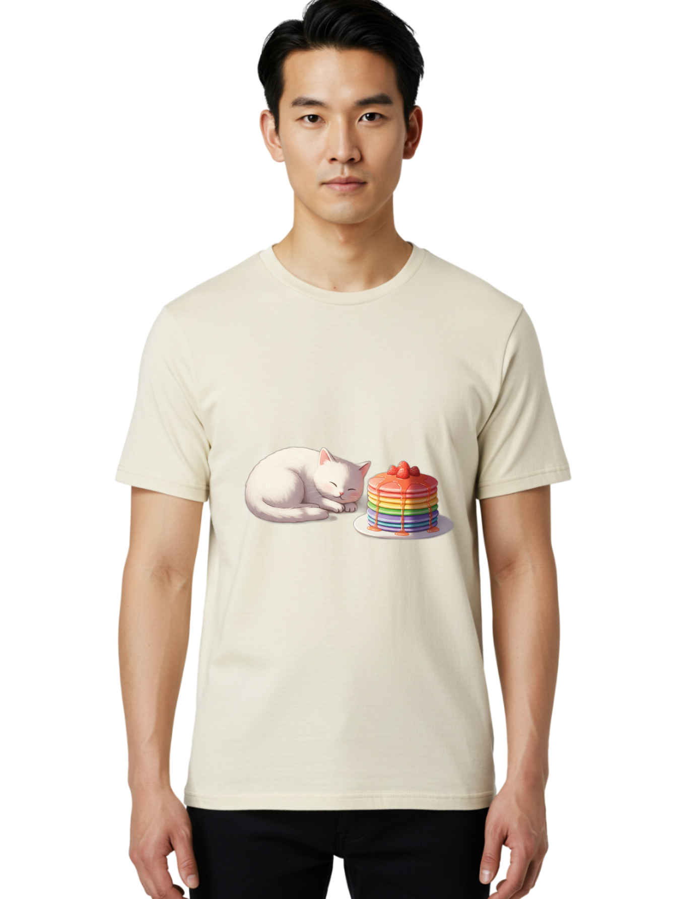Rainbow-Pancakes-And-Cat Men'S Graphic Tee, 100% Cotton, Comfortable Casual Summer Wear, Machine Washable, Vintage Camera, Old Camera, Antique Camera, Black Camera, Classic Photography, Photography Equipment, Nostalgic Device, Film Camera, Bal200