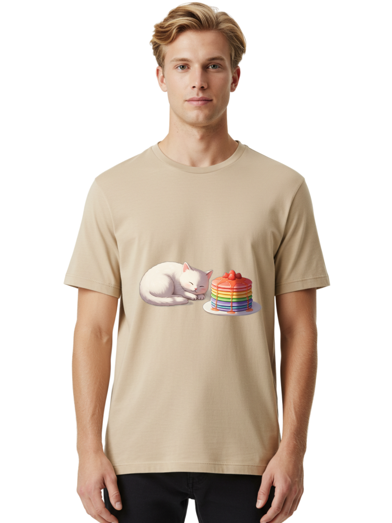 Rainbow-Pancakes-And-Cat Men'S Graphic Tee, 100% Cotton, Comfortable Casual Summer Wear, Machine Washable, Vintage Camera, Old Camera, Antique Camera, Black Camera, Classic Photography, Photography Equipment, Nostalgic Device, Film Camera, Bal200