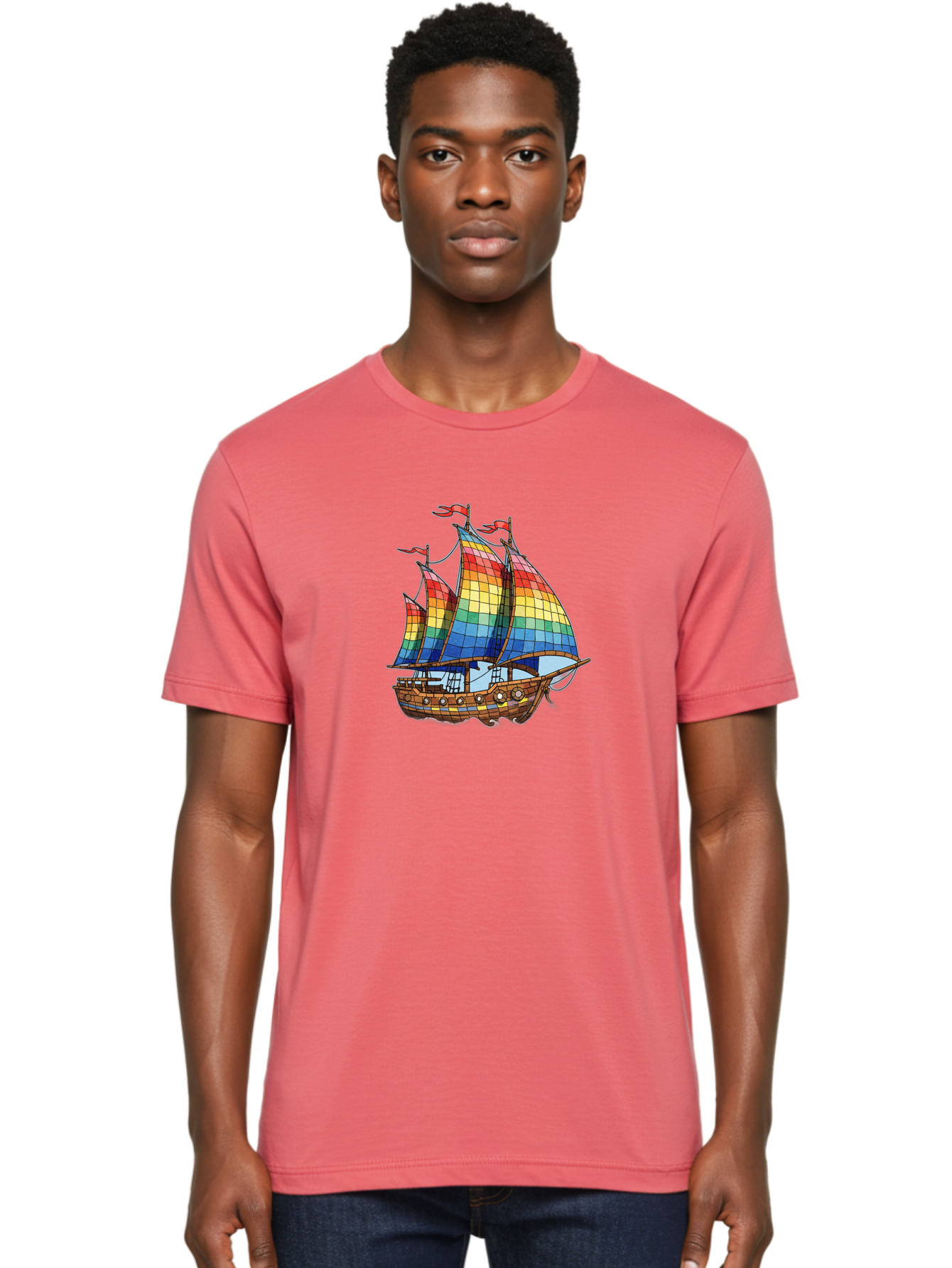 Rainbow-Sailboat Men'S Graphic Tee, 100% Cotton, Comfortable Casual Summer Wear, Machine Washable, Vintage Camera, Old Camera, Antique Camera, Black Camera, Classic Photography, Photography Equipment, Nostalgic Device, Film Camera, Camera Art Bal201