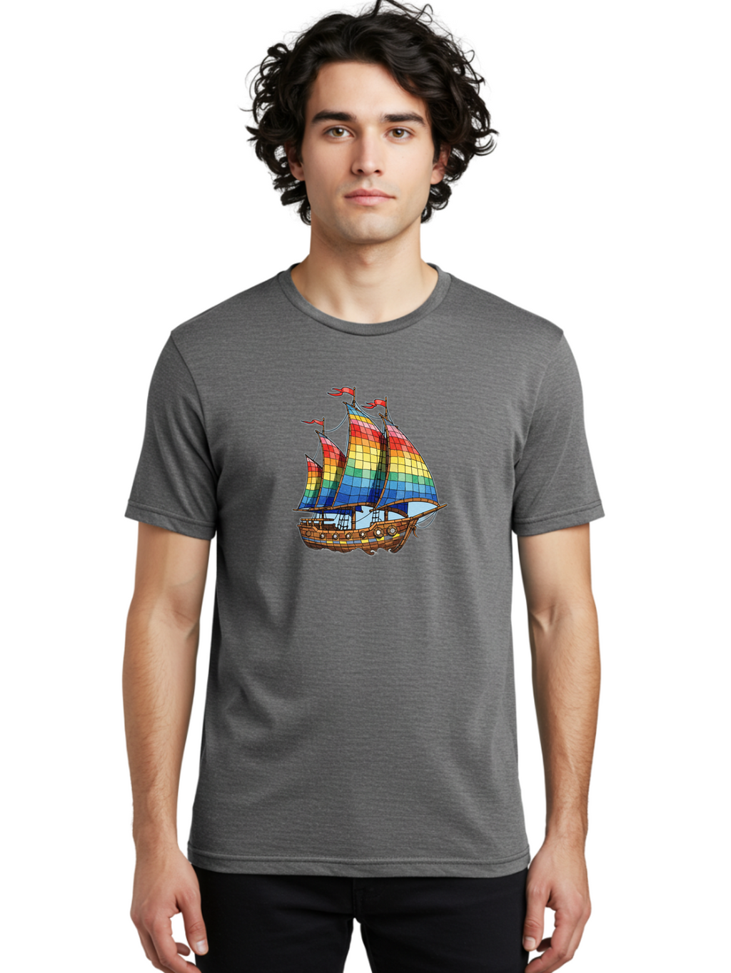 Rainbow-Sailboat Men'S Graphic Tee, 100% Cotton, Comfortable Casual Summer Wear, Machine Washable, Vintage Camera, Old Camera, Antique Camera, Black Camera, Classic Photography, Photography Equipment, Nostalgic Device, Film Camera, Camera Art Bal201