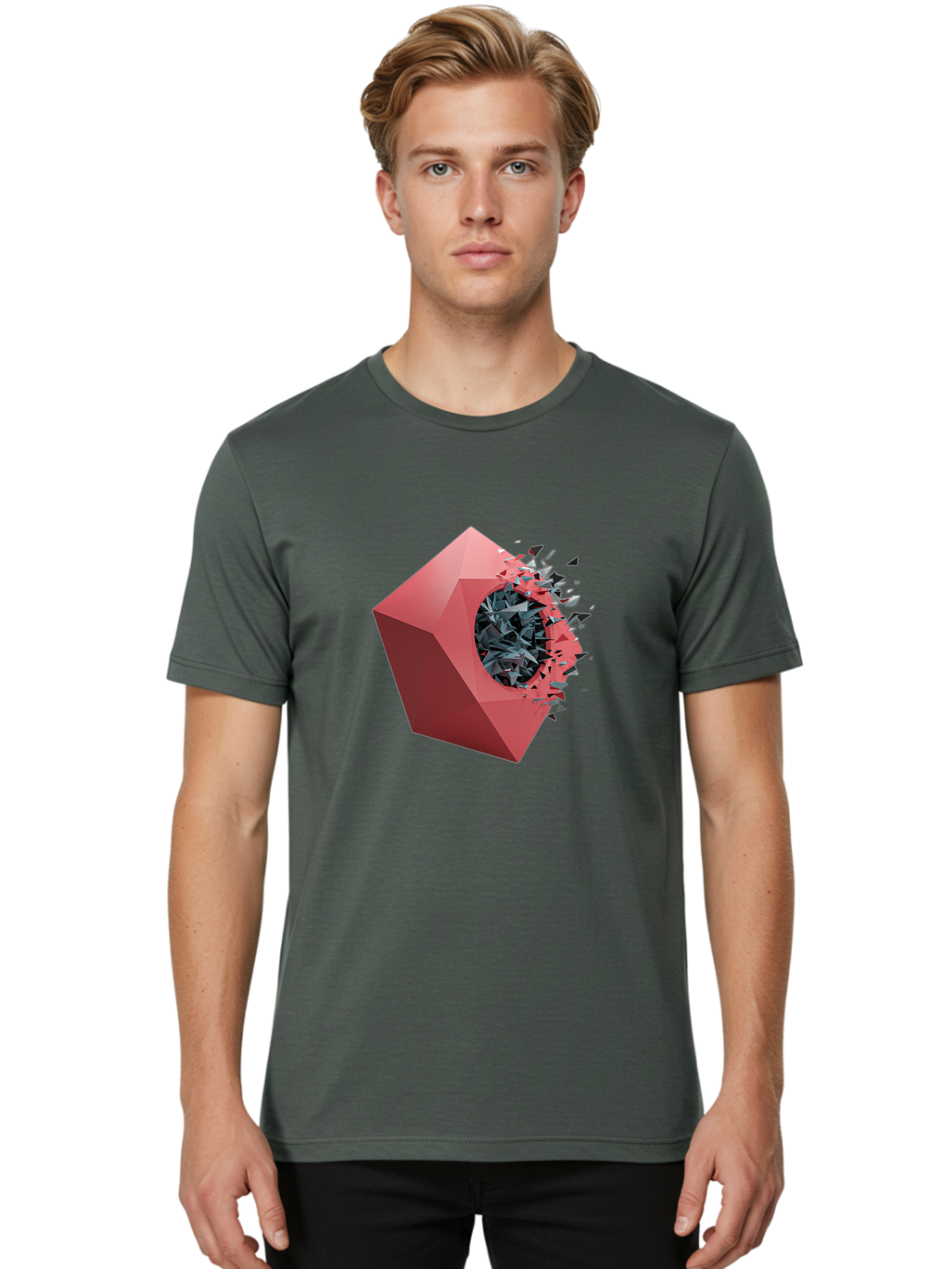 Red-Box-Shattering Men'S Graphic Tee, 100% Cotton, Comfortable Casual Summer Wear, Machine Washable, Vintage Camera, Old Camera, Antique Camera, Black Camera, Classic Photography, Photography Equipment, Nostalgic Device, Film Camera, Bal215