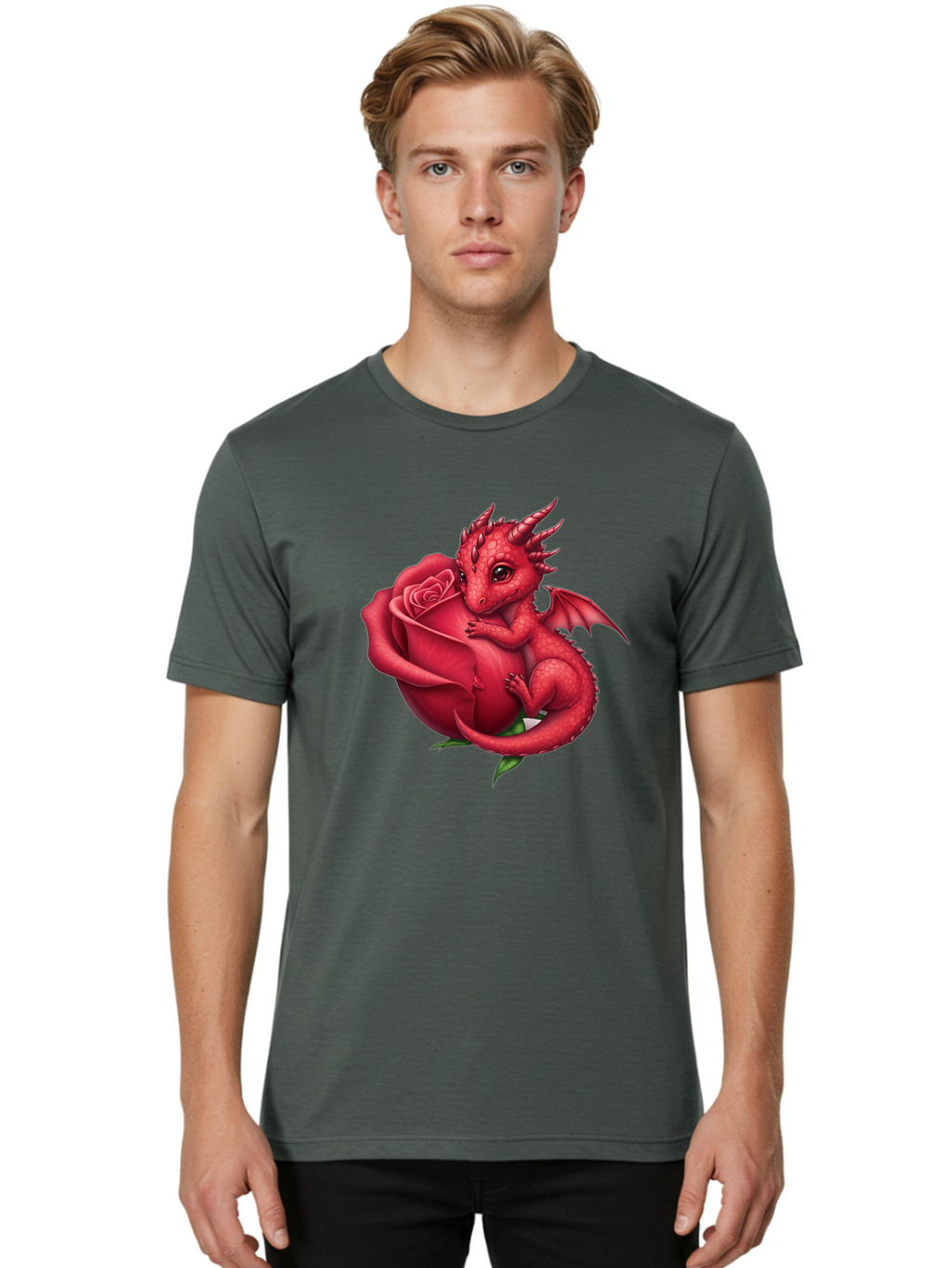 Red-Dragon-With-Rose Men'S Graphic Tee, 100% Cotton, Comfortable Casual Summer Wear, Machine Washable, Vintage Camera, Old Camera, Antique Camera, Black Camera, Classic Photography, Photography Equipment, Nostalgic Device, Film Camera, Bal216