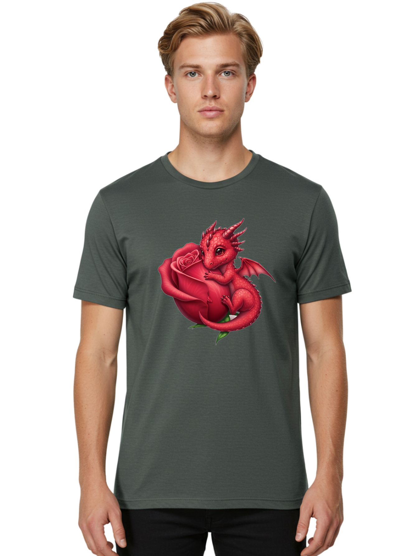 Red-Dragon-With-Rose Men'S Graphic Tee, 100% Cotton, Comfortable Casual Summer Wear, Machine Washable, Vintage Camera, Old Camera, Antique Camera, Black Camera, Classic Photography, Photography Equipment, Nostalgic Device, Film Camera, Bal216