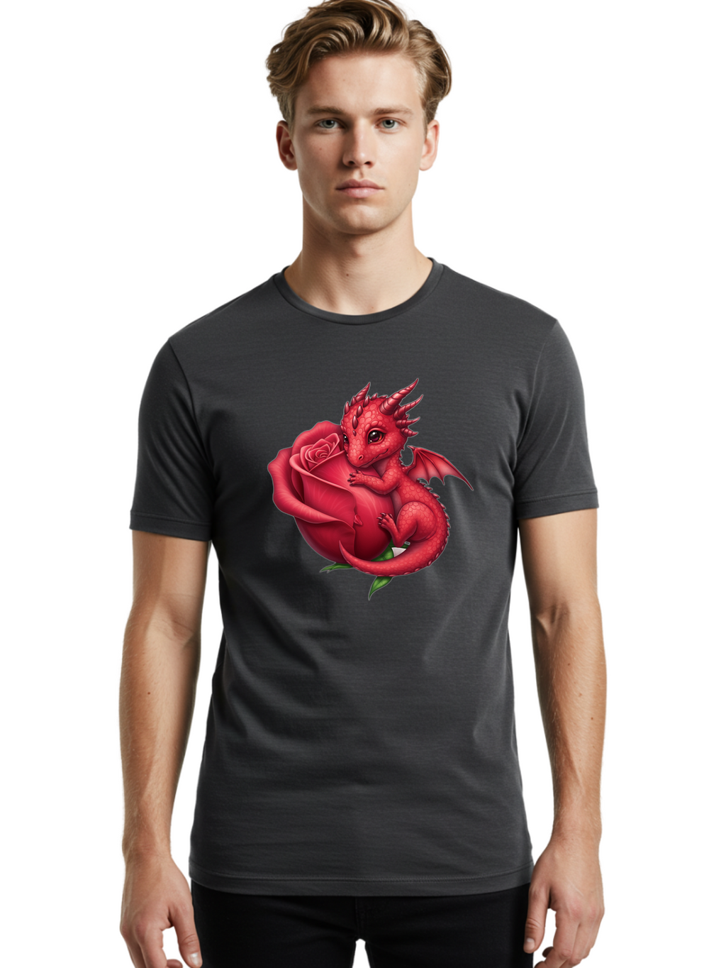 Red-Dragon-With-Rose Men'S Graphic Tee, 100% Cotton, Comfortable Casual Summer Wear, Machine Washable, Vintage Camera, Old Camera, Antique Camera, Black Camera, Classic Photography, Photography Equipment, Nostalgic Device, Film Camera, Bal216