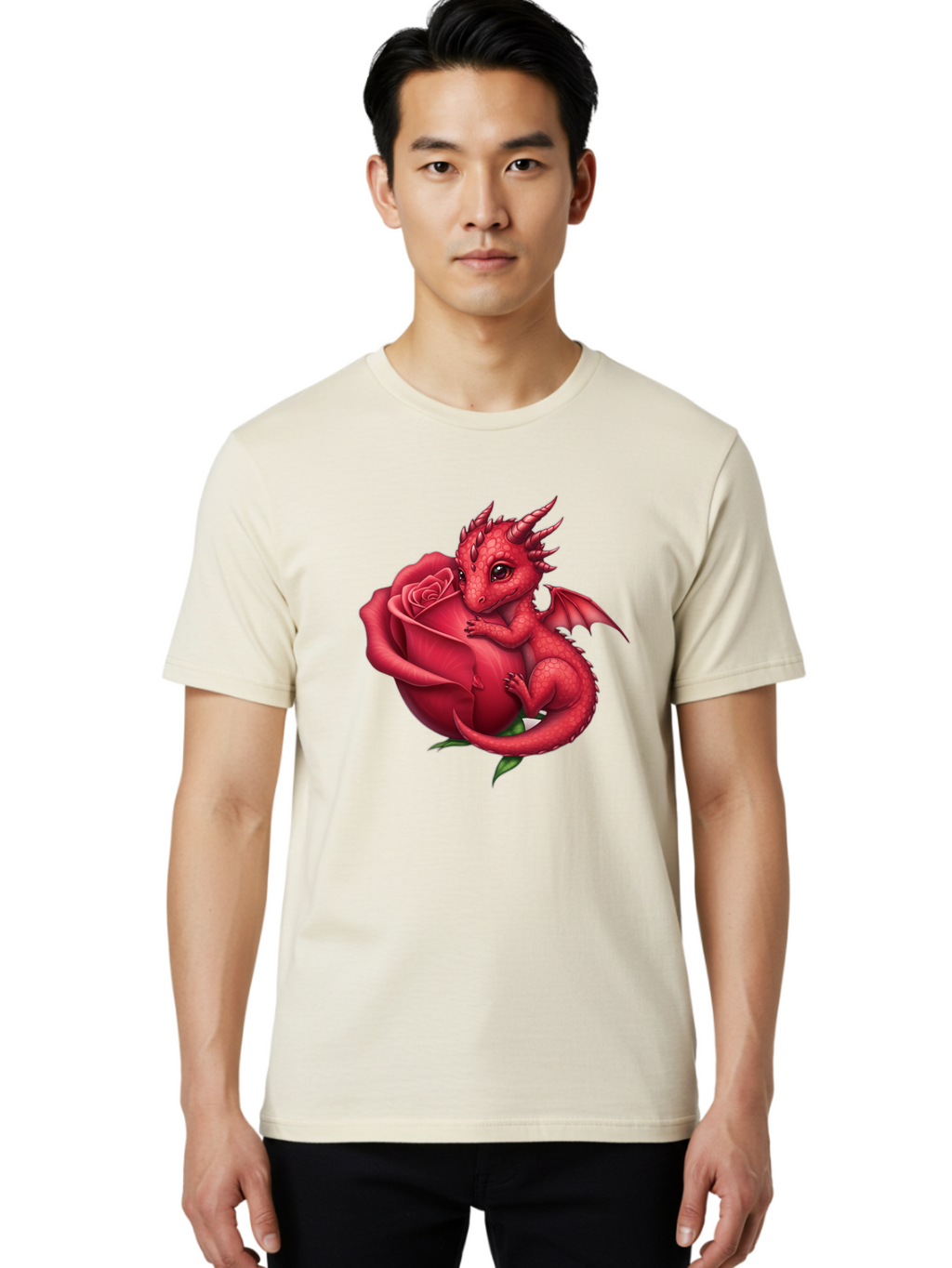 Red-Dragon-With-Rose Men'S Graphic Tee, 100% Cotton, Comfortable Casual Summer Wear, Machine Washable, Vintage Camera, Old Camera, Antique Camera, Black Camera, Classic Photography, Photography Equipment, Nostalgic Device, Film Camera, Bal216