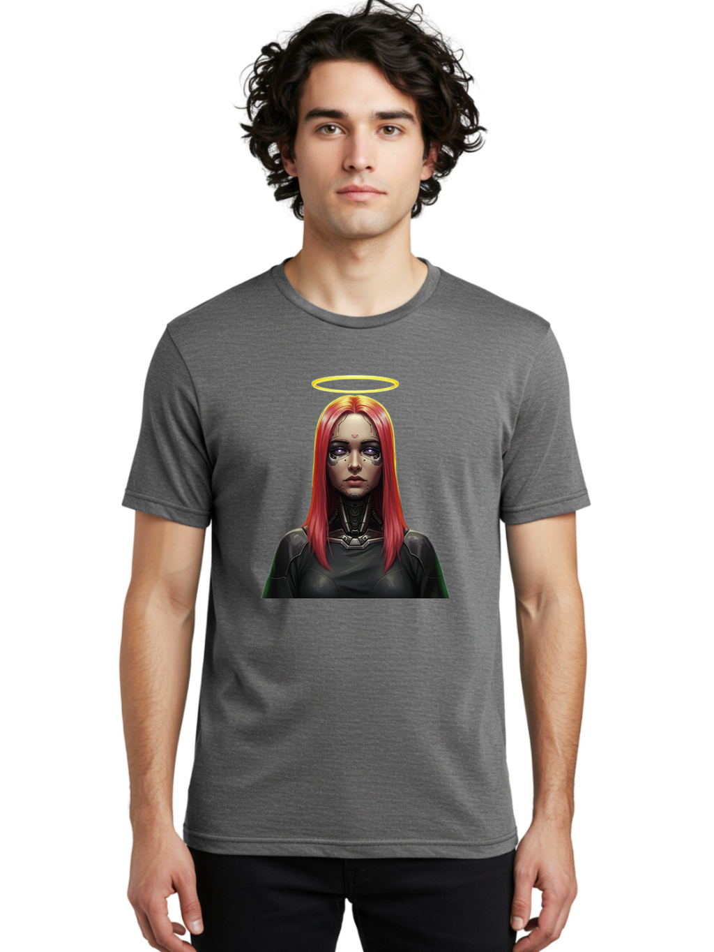 Red-Haired-Woman-With-Halo Men'S Graphic Tee, 100% Cotton, Comfortable Casual Summer Wear, Machine Washable, Vintage Camera, Old Camera, Antique Camera, Black Camera, Classic Photography, Photography Equipment, Nostalgic Device, Film Camera, Bal220