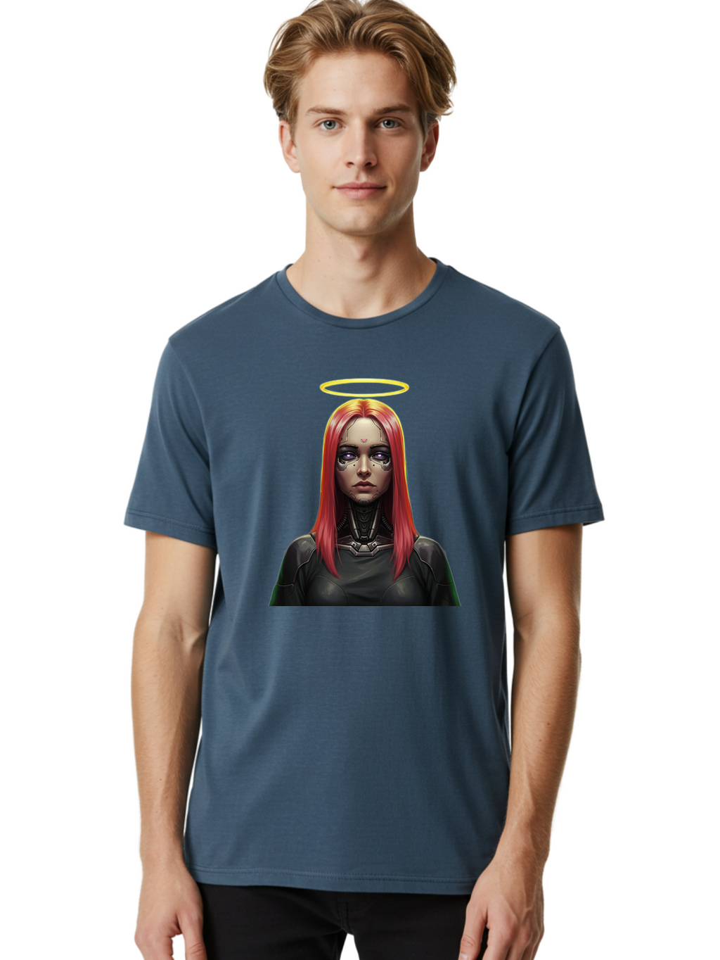 Red-Haired-Woman-With-Halo Men'S Graphic Tee, 100% Cotton, Comfortable Casual Summer Wear, Machine Washable, Vintage Camera, Old Camera, Antique Camera, Black Camera, Classic Photography, Photography Equipment, Nostalgic Device, Film Camera, Bal220