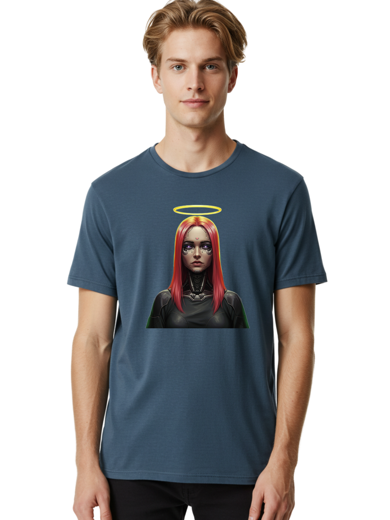 Red-Haired-Woman-With-Halo Men'S Graphic Tee, 100% Cotton, Comfortable Casual Summer Wear, Machine Washable, Vintage Camera, Old Camera, Antique Camera, Black Camera, Classic Photography, Photography Equipment, Nostalgic Device, Film Camera, Bal220