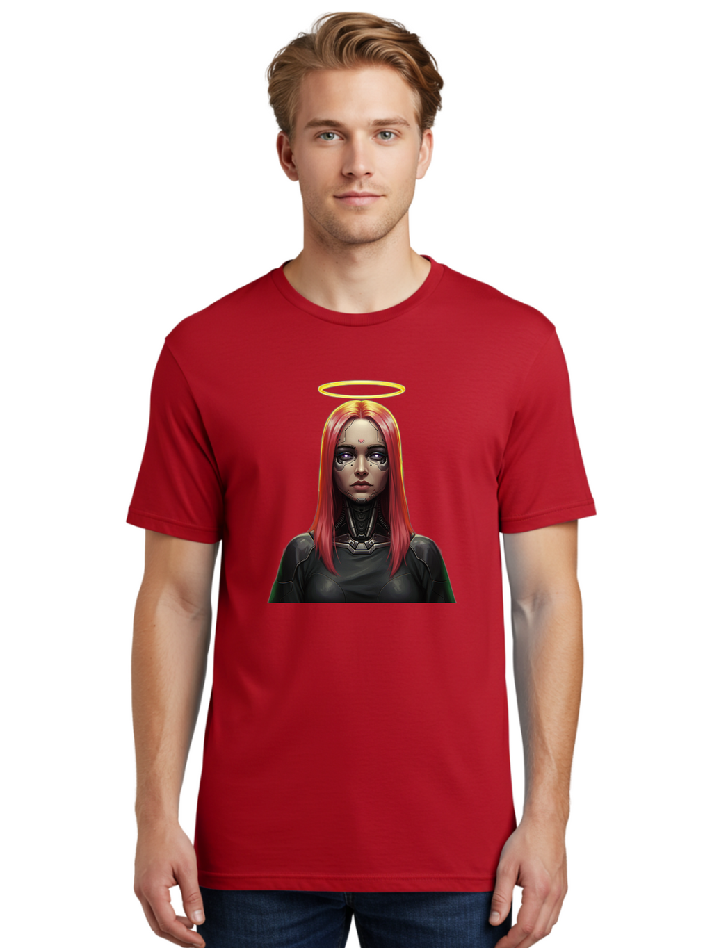 Red-Haired-Woman-With-Halo Men'S Graphic Tee, 100% Cotton, Comfortable Casual Summer Wear, Machine Washable, Vintage Camera, Old Camera, Antique Camera, Black Camera, Classic Photography, Photography Equipment, Nostalgic Device, Film Camera, Bal220