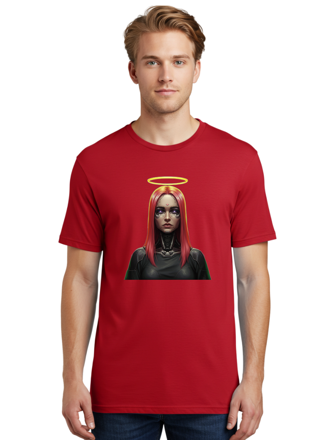 Red-Haired-Woman-With-Halo Men'S Graphic Tee, 100% Cotton, Comfortable Casual Summer Wear, Machine Washable, Vintage Camera, Old Camera, Antique Camera, Black Camera, Classic Photography, Photography Equipment, Nostalgic Device, Film Camera, Bal220