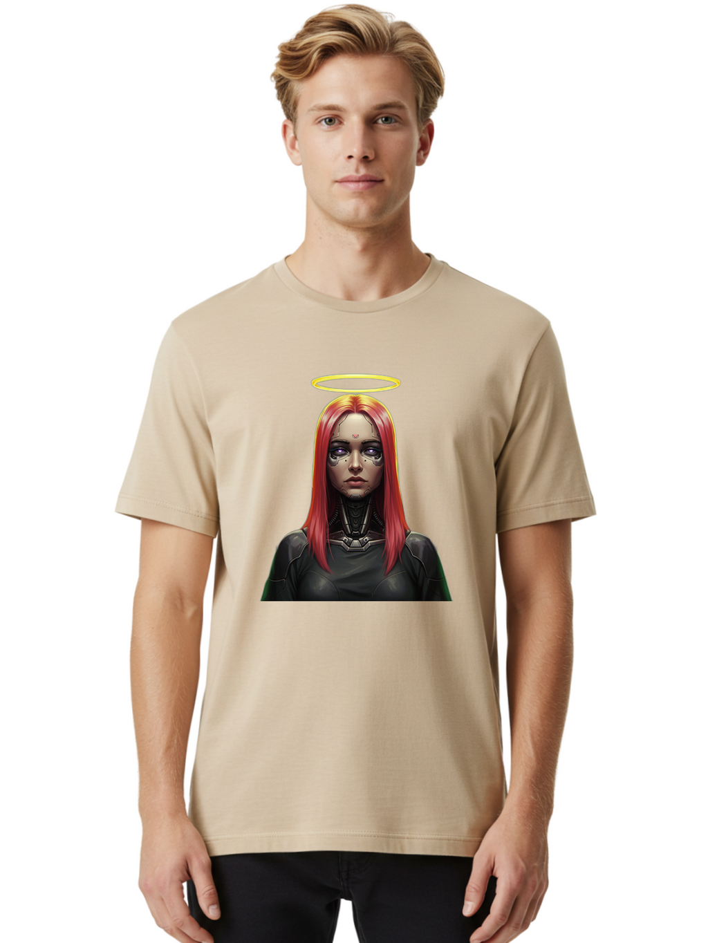 Red-Haired-Woman-With-Halo Men'S Graphic Tee, 100% Cotton, Comfortable Casual Summer Wear, Machine Washable, Vintage Camera, Old Camera, Antique Camera, Black Camera, Classic Photography, Photography Equipment, Nostalgic Device, Film Camera, Bal220