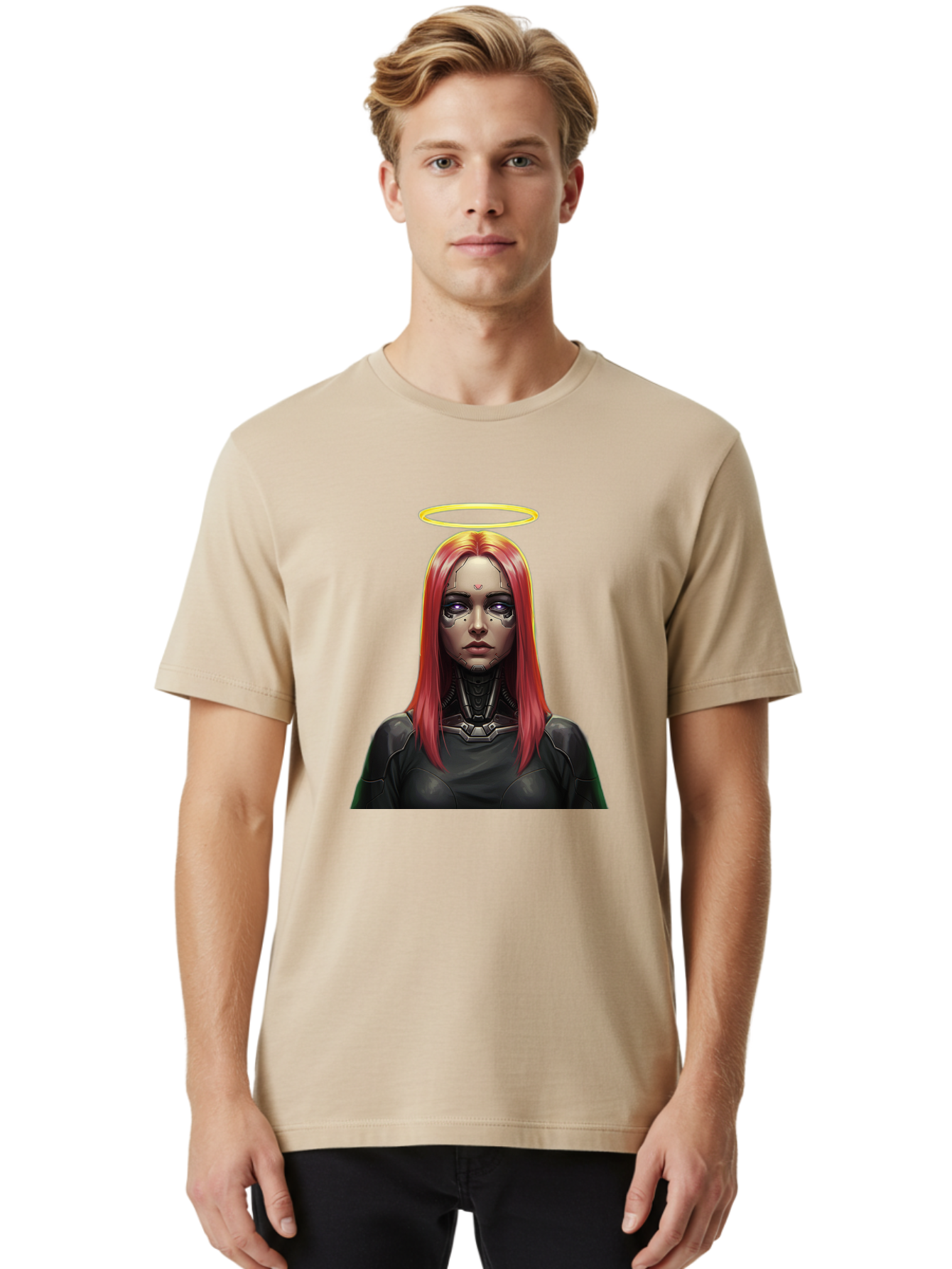 Red-Haired-Woman-With-Halo Men'S Graphic Tee, 100% Cotton, Comfortable Casual Summer Wear, Machine Washable, Vintage Camera, Old Camera, Antique Camera, Black Camera, Classic Photography, Photography Equipment, Nostalgic Device, Film Camera, Bal220