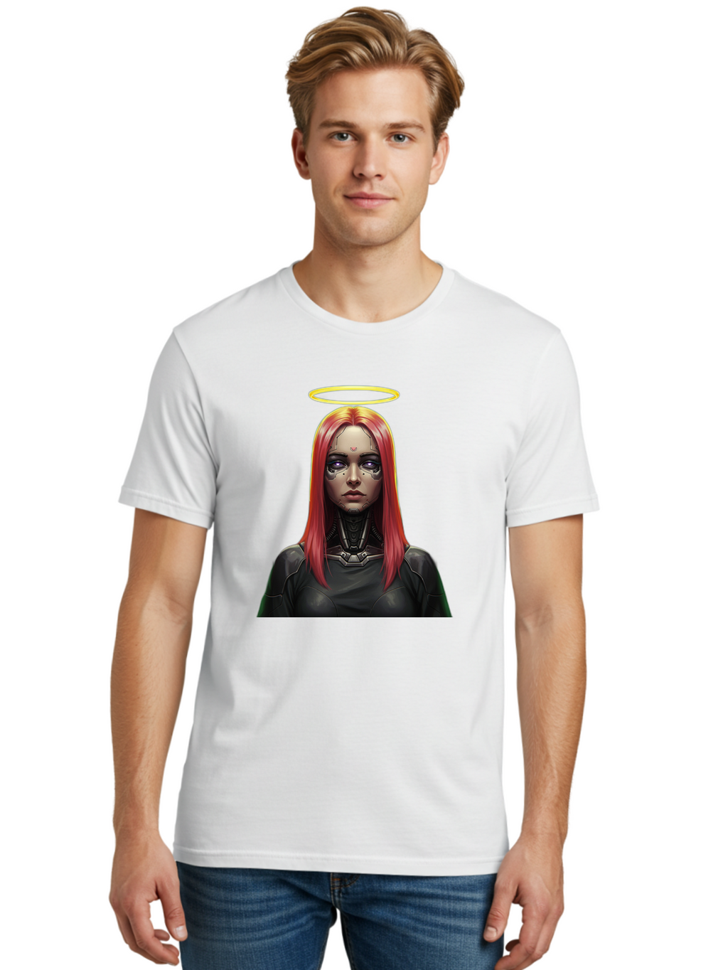 Red-Haired-Woman-With-Halo Men'S Graphic Tee, 100% Cotton, Comfortable Casual Summer Wear, Machine Washable, Vintage Camera, Old Camera, Antique Camera, Black Camera, Classic Photography, Photography Equipment, Nostalgic Device, Film Camera, Bal220