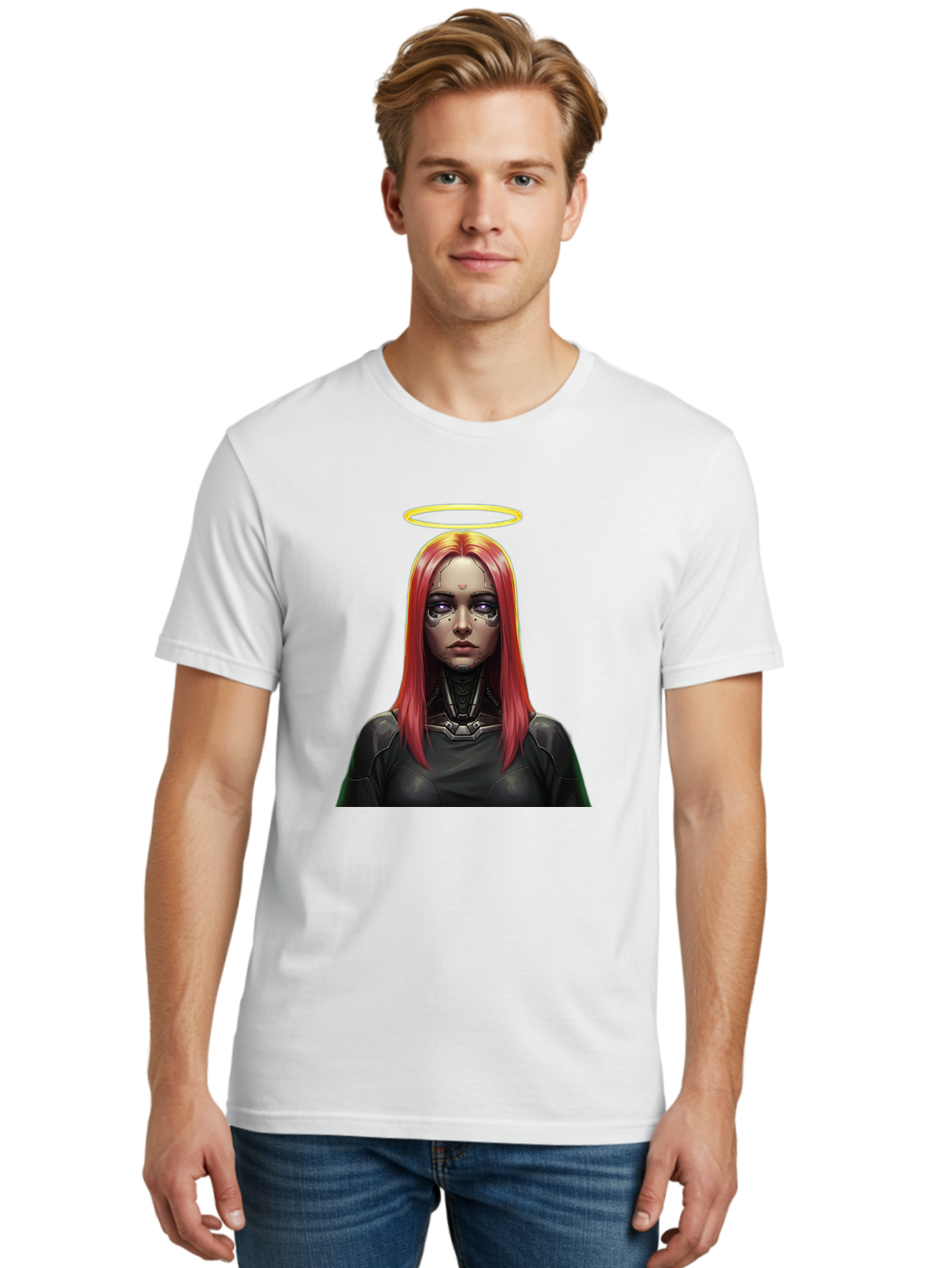 Red-Haired-Woman-With-Halo Men'S Graphic Tee, 100% Cotton, Comfortable Casual Summer Wear, Machine Washable, Vintage Camera, Old Camera, Antique Camera, Black Camera, Classic Photography, Photography Equipment, Nostalgic Device, Film Camera, Bal220