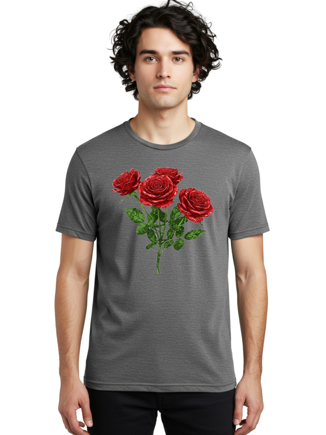 Red-Roses-1 Men'S Graphic Tee, 100% Cotton, Comfortable Casual Summer Wear, Machine Washable, Vintage Camera, Old Camera, Antique Camera, Black Camera, Classic Photography, Photography Equipment, Nostalgic Device, Film Camera, Camera Art Bal224