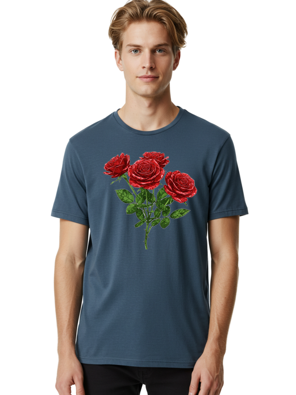 Red-Roses-1 Men'S Graphic Tee, 100% Cotton, Comfortable Casual Summer Wear, Machine Washable, Vintage Camera, Old Camera, Antique Camera, Black Camera, Classic Photography, Photography Equipment, Nostalgic Device, Film Camera, Camera Art Bal224