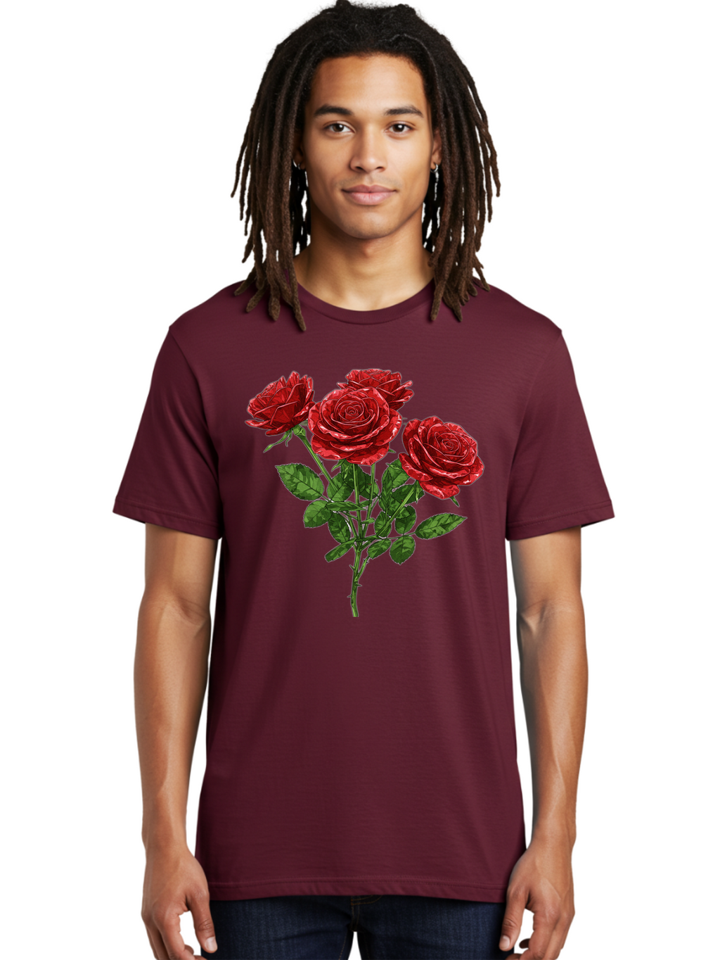 Red-Roses-1 Men'S Graphic Tee, 100% Cotton, Comfortable Casual Summer Wear, Machine Washable, Vintage Camera, Old Camera, Antique Camera, Black Camera, Classic Photography, Photography Equipment, Nostalgic Device, Film Camera, Camera Art Bal224