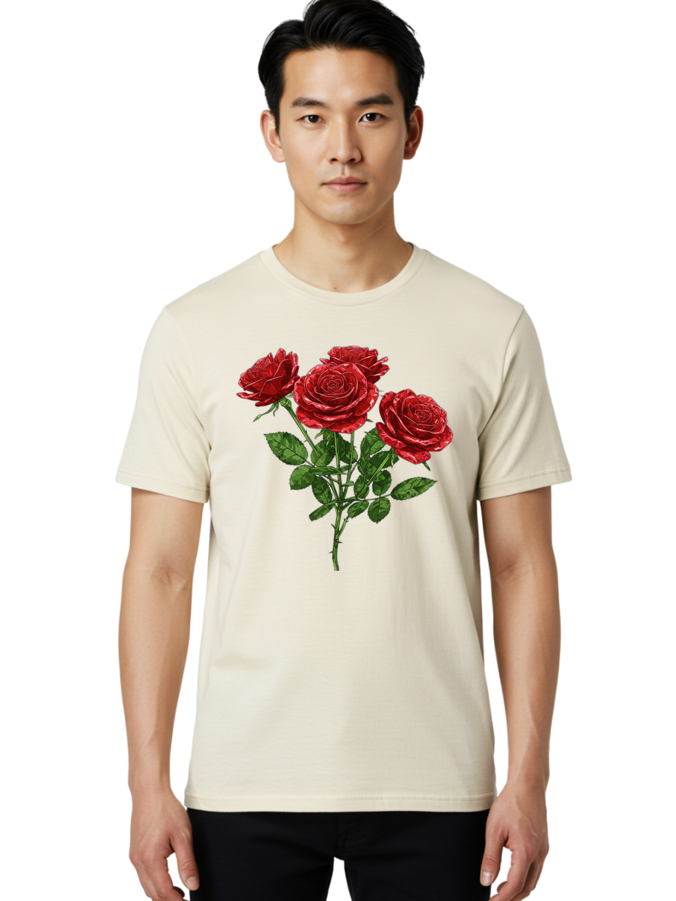 Red-Roses-1 Men'S Graphic Tee, 100% Cotton, Comfortable Casual Summer Wear, Machine Washable, Vintage Camera, Old Camera, Antique Camera, Black Camera, Classic Photography, Photography Equipment, Nostalgic Device, Film Camera, Camera Art Bal224