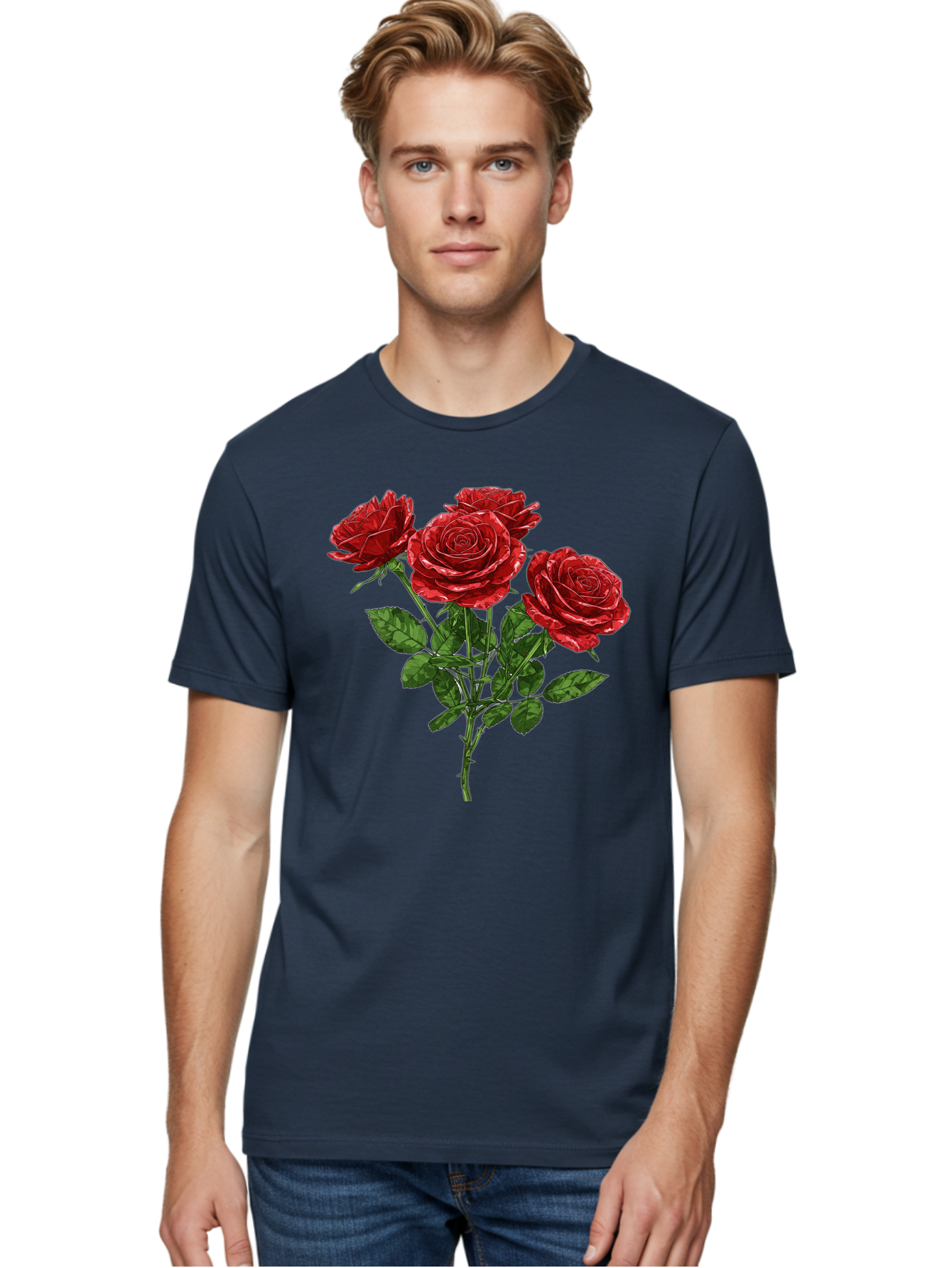 Red-Roses-1 Men'S Graphic Tee, 100% Cotton, Comfortable Casual Summer Wear, Machine Washable, Vintage Camera, Old Camera, Antique Camera, Black Camera, Classic Photography, Photography Equipment, Nostalgic Device, Film Camera, Camera Art Bal224