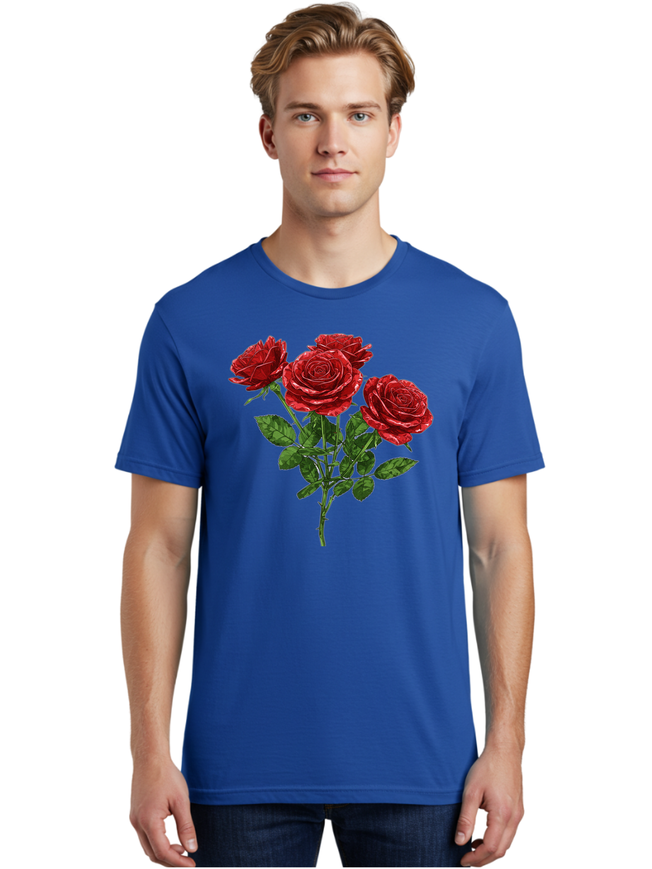 Red-Roses-1 Men'S Graphic Tee, 100% Cotton, Comfortable Casual Summer Wear, Machine Washable, Vintage Camera, Old Camera, Antique Camera, Black Camera, Classic Photography, Photography Equipment, Nostalgic Device, Film Camera, Camera Art Bal224