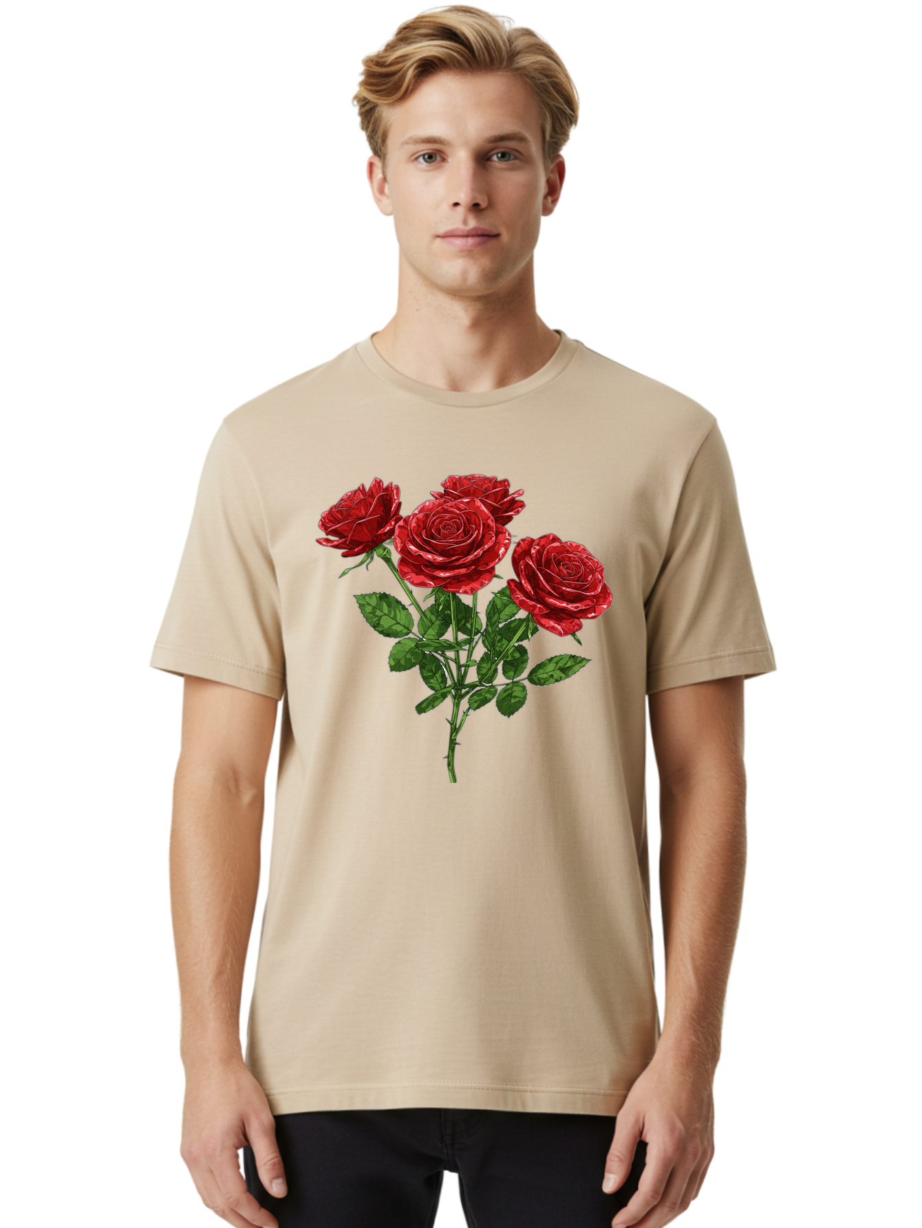 Red-Roses-1 Men'S Graphic Tee, 100% Cotton, Comfortable Casual Summer Wear, Machine Washable, Vintage Camera, Old Camera, Antique Camera, Black Camera, Classic Photography, Photography Equipment, Nostalgic Device, Film Camera, Camera Art Bal224
