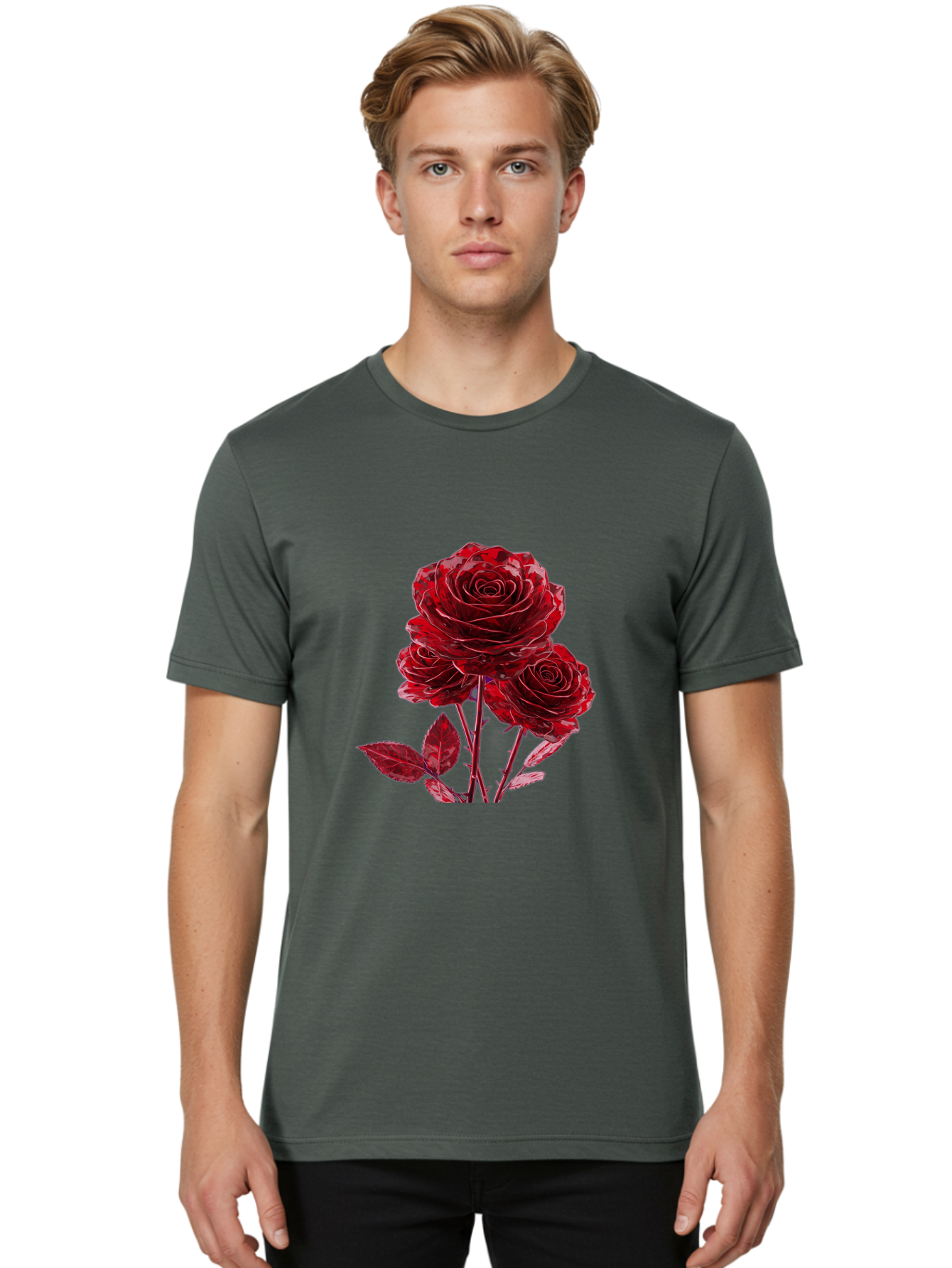 Red-Roses Men'S Graphic Tee, 100% Cotton, Comfortable Casual Summer Wear, Machine Washable, Vintage Camera, Old Camera, Antique Camera, Black Camera, Classic Photography, Photography Equipment, Nostalgic Device, Film Camera, Camera Art Bal225