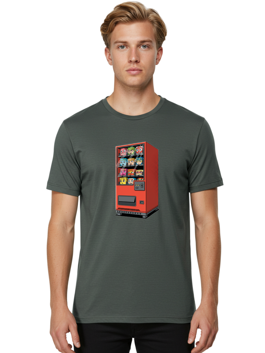 Red-Vending-Machine-1 Men'S Graphic Tee, 100% Cotton, Comfortable Casual Summer Wear, Machine Washable, Vintage Camera, Old Camera, Antique Camera, Black Camera, Classic Photography, Photography Equipment, Nostalgic Device, Film Camera, Bal226