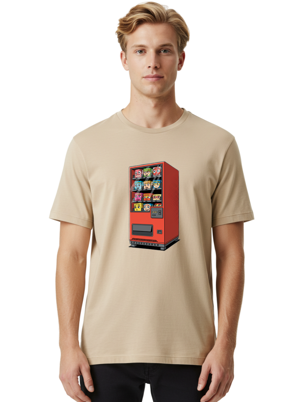 Red-Vending-Machine-1 Men'S Graphic Tee, 100% Cotton, Comfortable Casual Summer Wear, Machine Washable, Vintage Camera, Old Camera, Antique Camera, Black Camera, Classic Photography, Photography Equipment, Nostalgic Device, Film Camera, Bal226