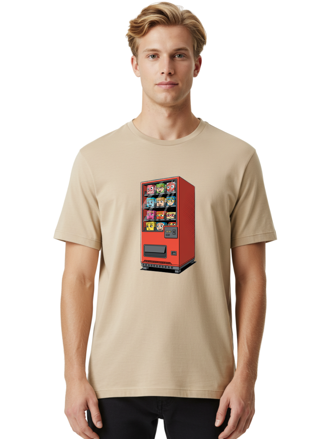 Red-Vending-Machine-1 Men'S Graphic Tee, 100% Cotton, Comfortable Casual Summer Wear, Machine Washable, Vintage Camera, Old Camera, Antique Camera, Black Camera, Classic Photography, Photography Equipment, Nostalgic Device, Film Camera, Bal226