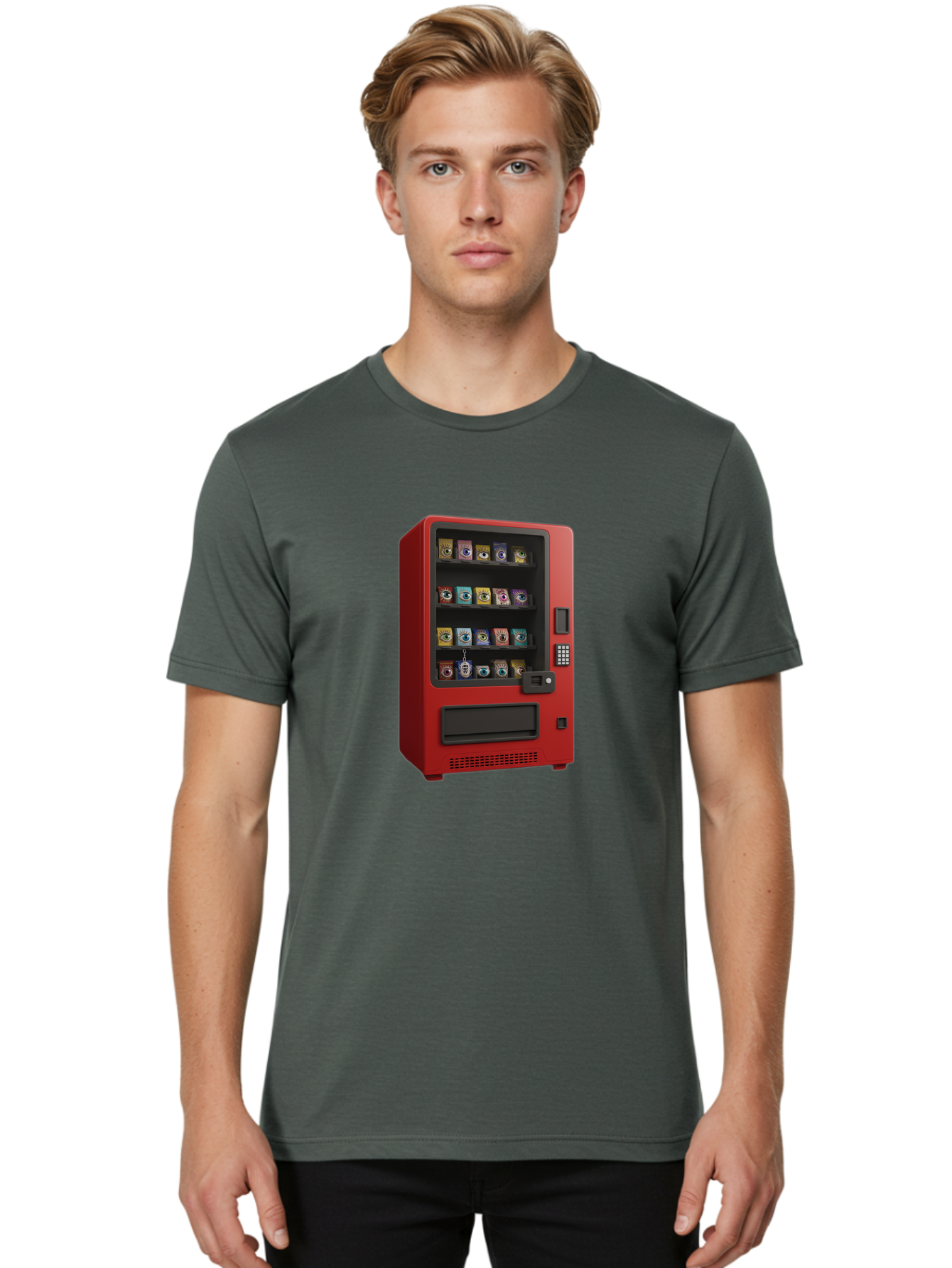 Red-Vending-Machine Men'S Graphic Tee, 100% Cotton, Comfortable Casual Summer Wear, Machine Washable, Vintage Camera, Old Camera, Antique Camera, Black Camera, Classic Photography, Photography Equipment, Nostalgic Device, Film Camera, Bal227