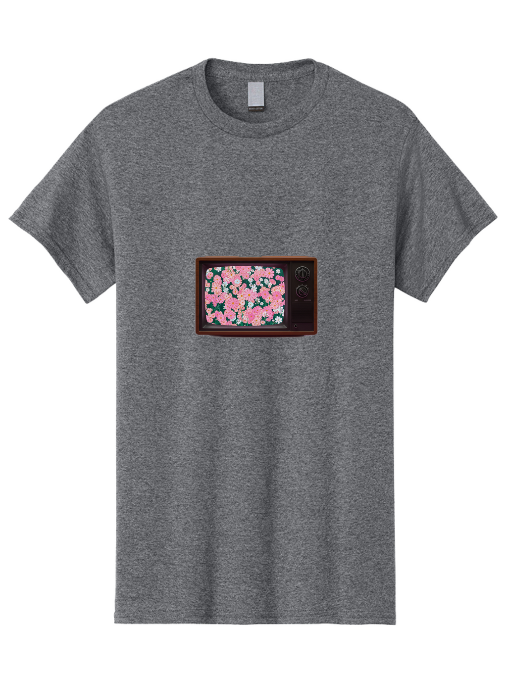 Retro-Tv-With-Flowers Men'S Graphic Tee, 100% Cotton, Comfortable Casual Summer Wear, Machine Washable, Vintage Camera, Old Camera, Antique Camera, Black Camera, Classic Photography, Photography Equipment, Nostalgic Device, Film Camera, Bal229